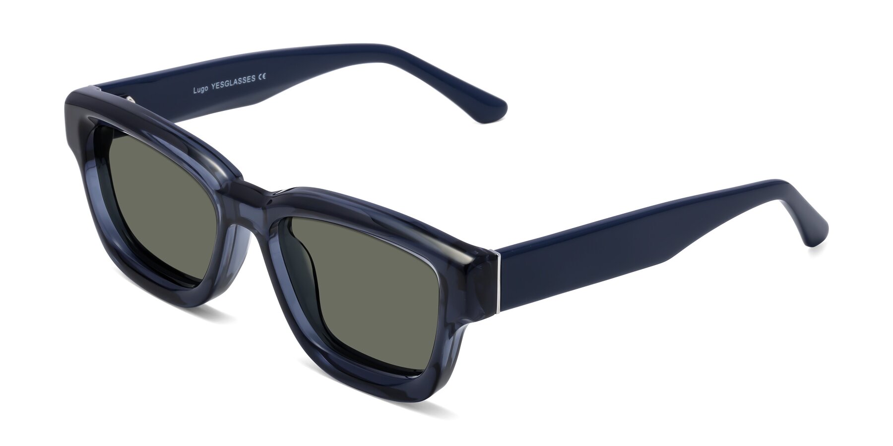 Angle of Lugo in Translucent Blue with Gray Polarized Lenses