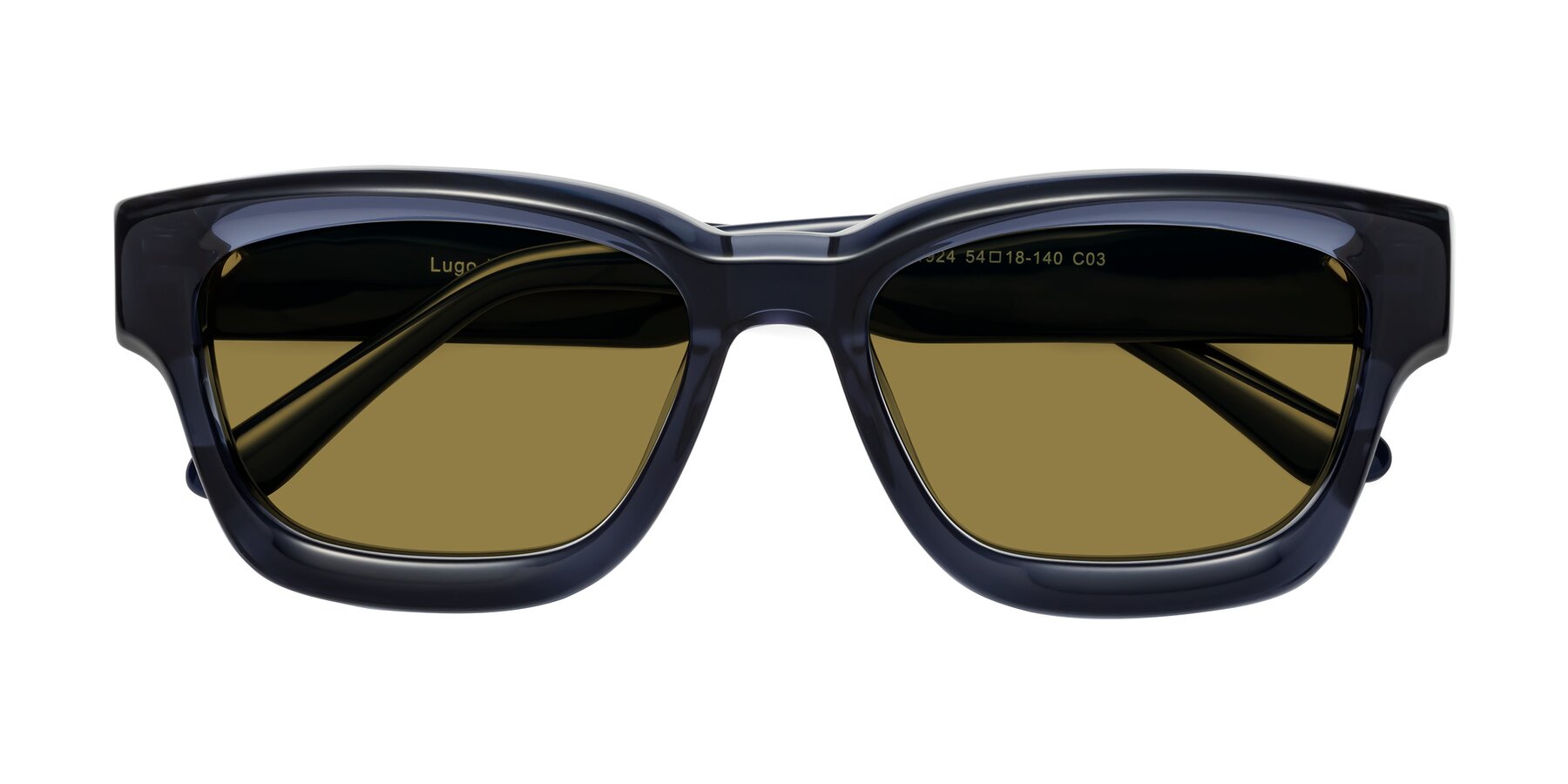 Folded Front of Lugo in Translucent Blue with Brown Polarized Lenses