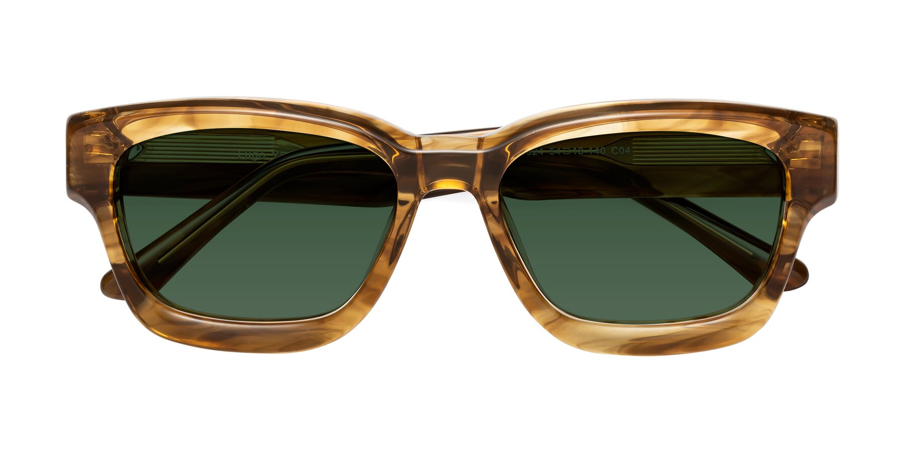 Folded Front of Lugo in Striped Amber with Green Tinted Lenses