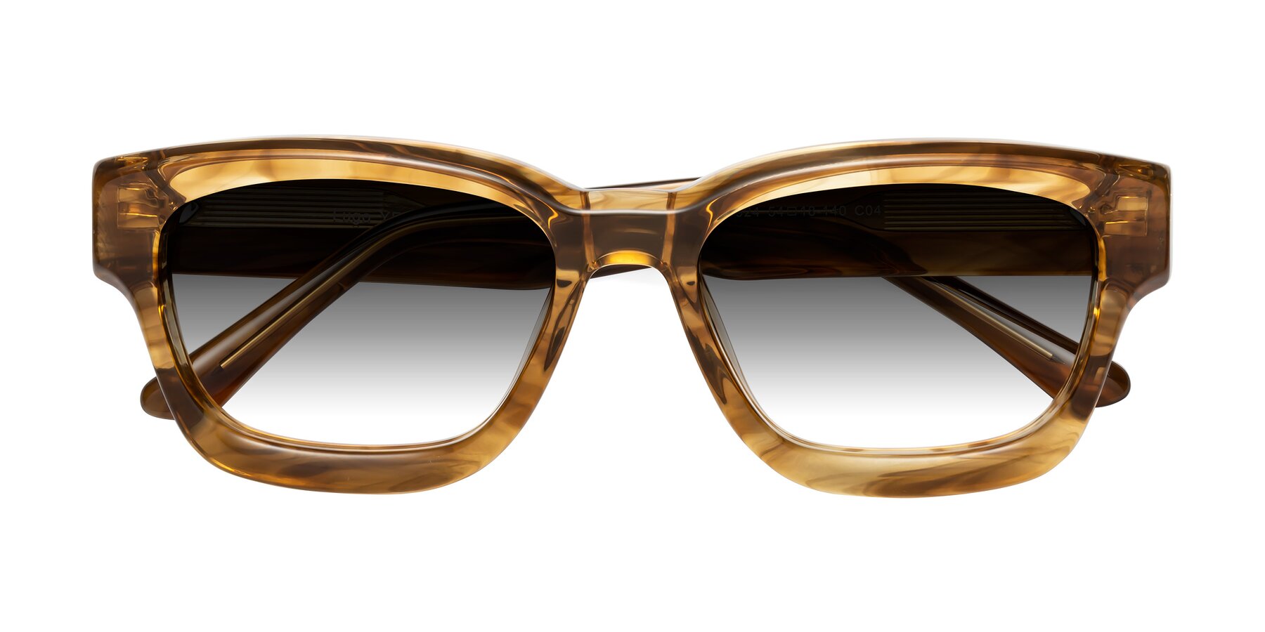 Folded Front of Lugo in Striped Amber with Gray Gradient Lenses