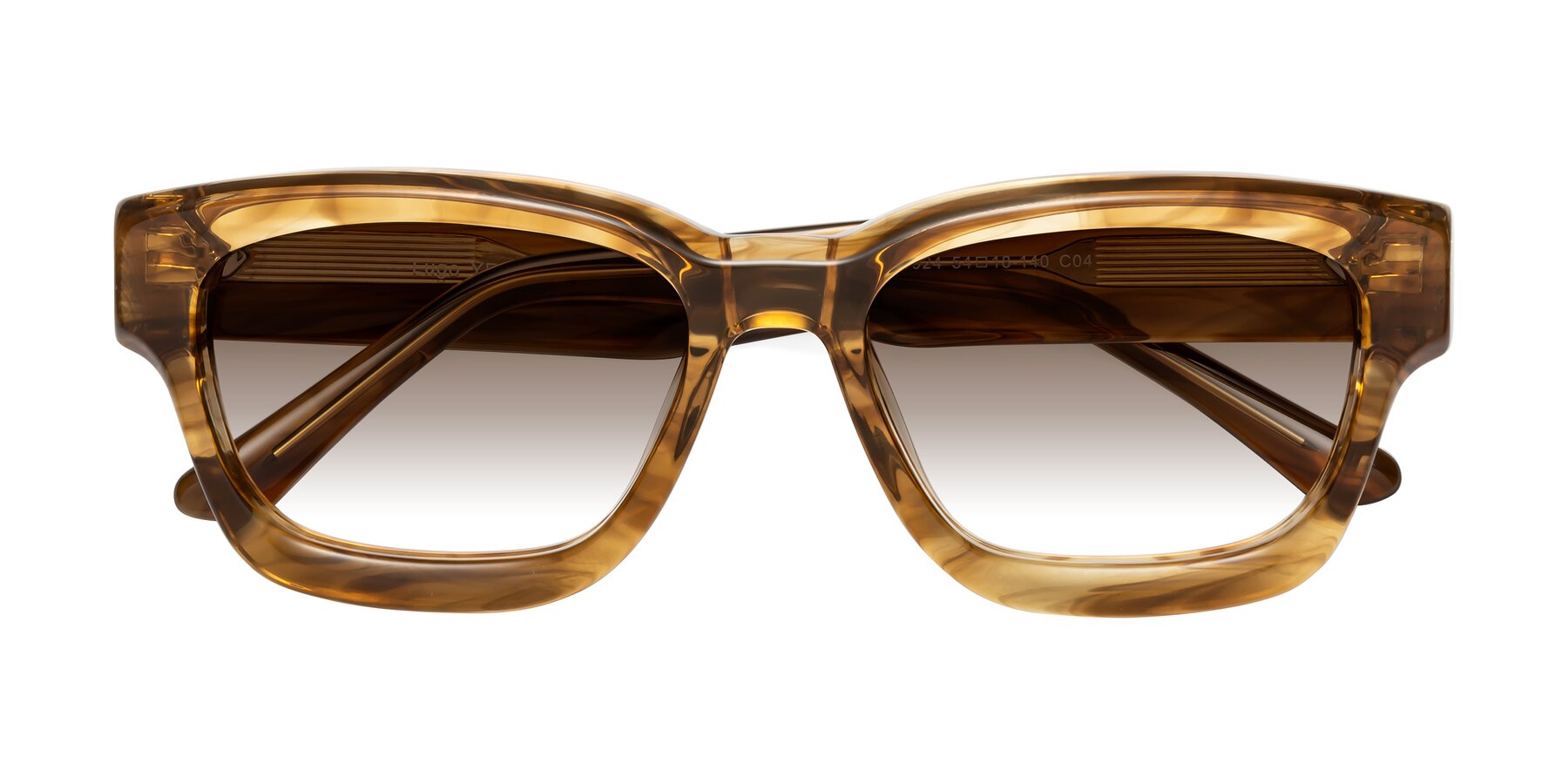 Folded Front of Lugo in Striped Amber with Brown Gradient Lenses