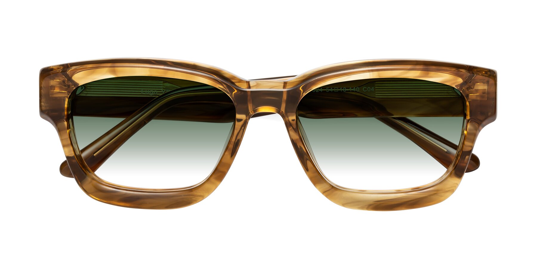 Folded Front of Lugo in Striped Amber with Green Gradient Lenses