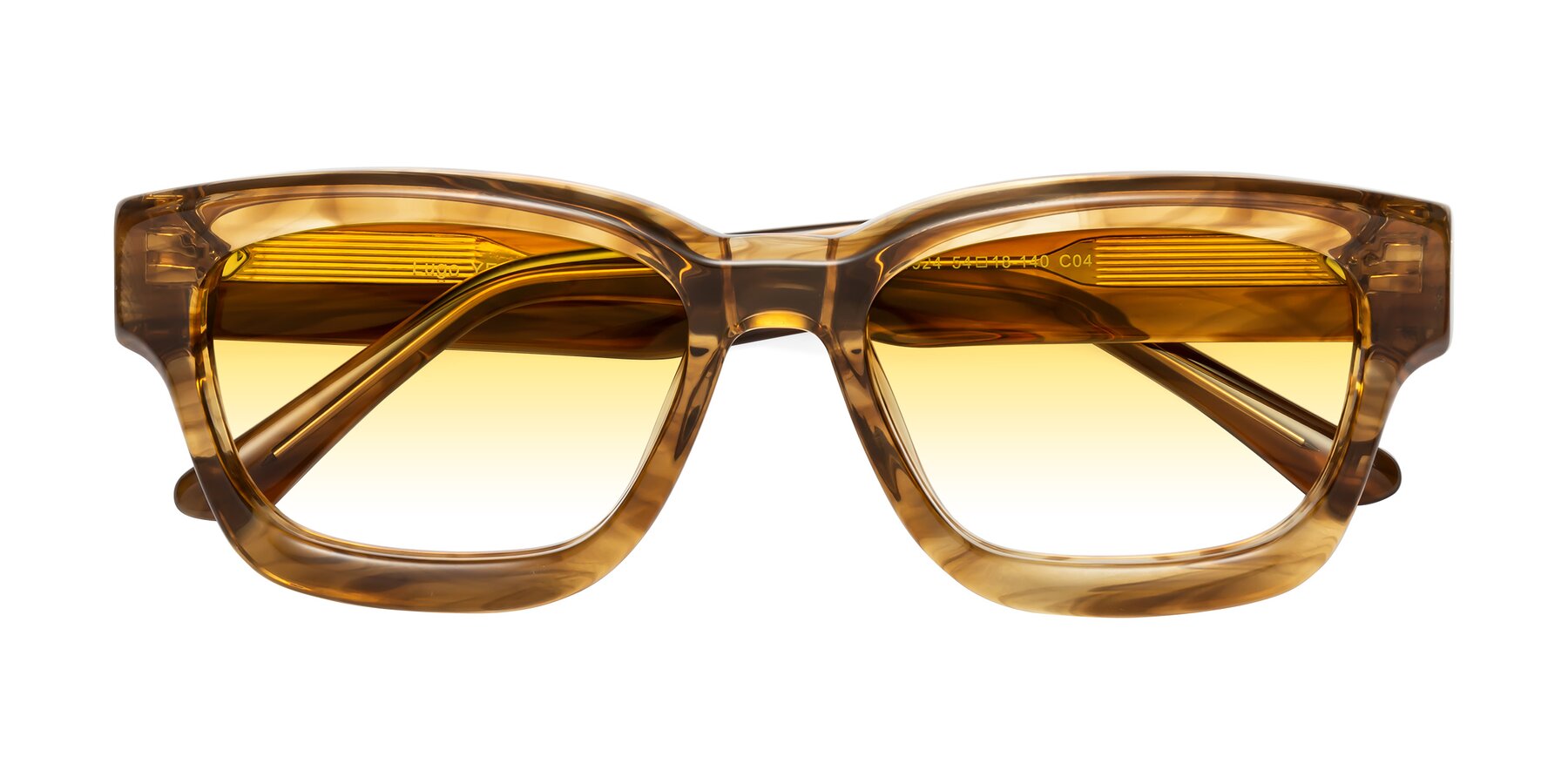 Folded Front of Lugo in Striped Amber with Yellow Gradient Lenses