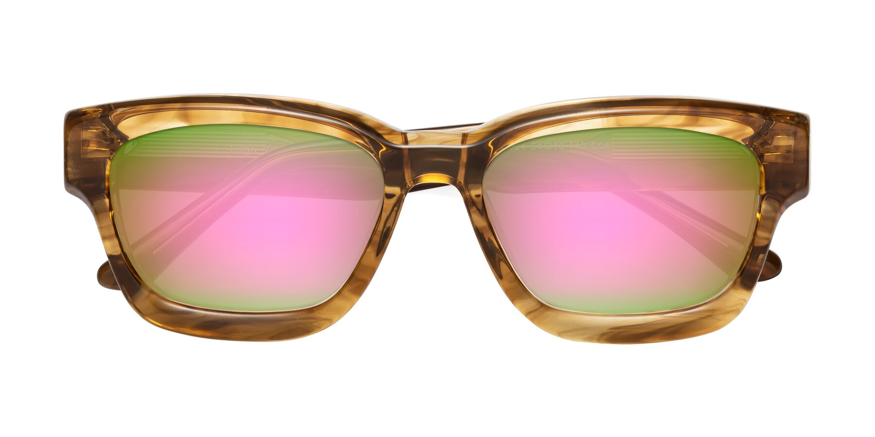 Folded Front of Lugo in Striped Amber with Pink Mirrored Lenses