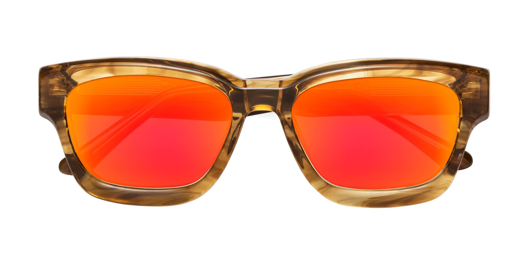 Folded Front of Lugo in Striped Amber with Red Gold Mirrored Lenses