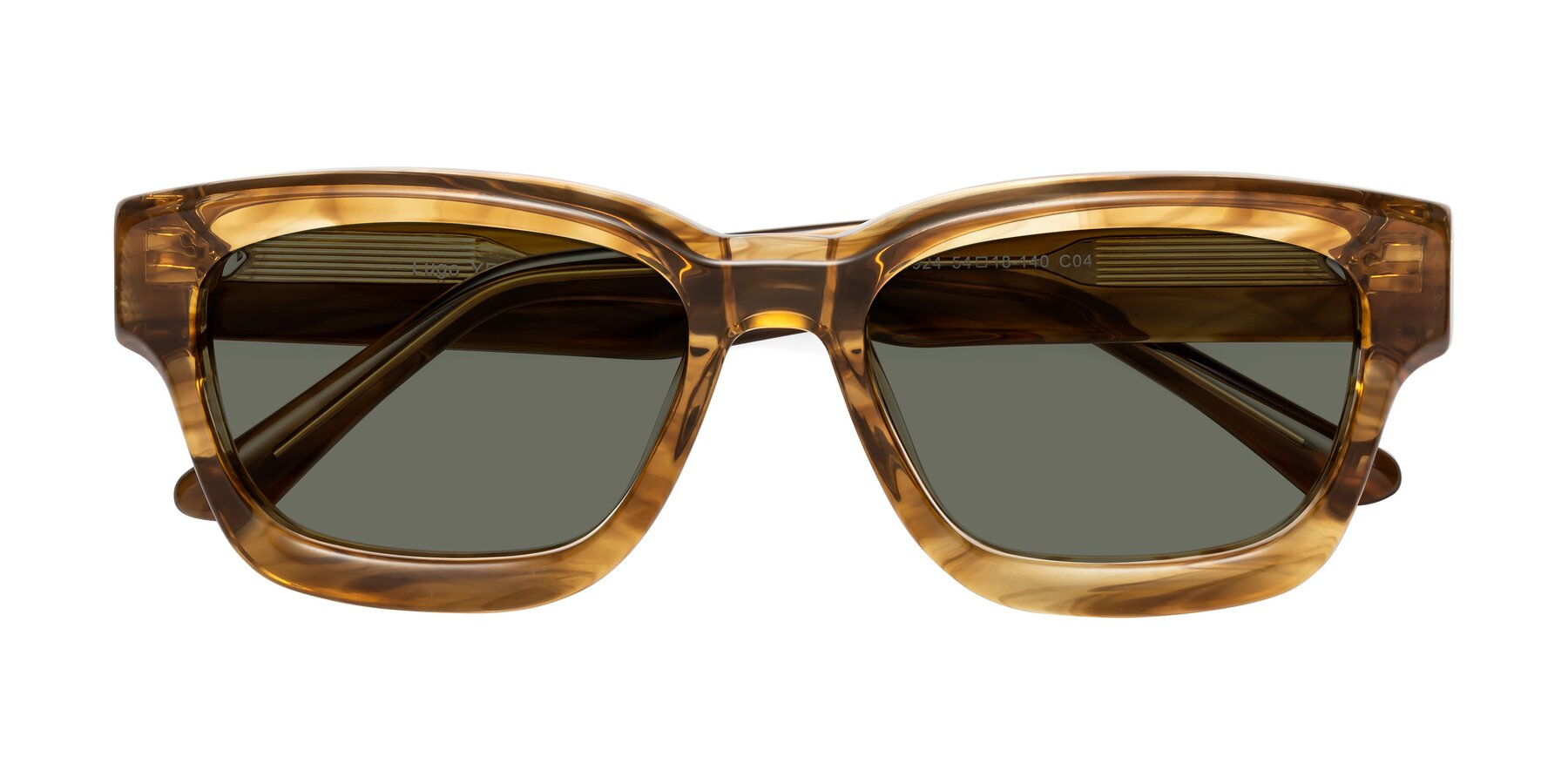 Folded Front of Lugo in Striped Amber with Gray Polarized Lenses