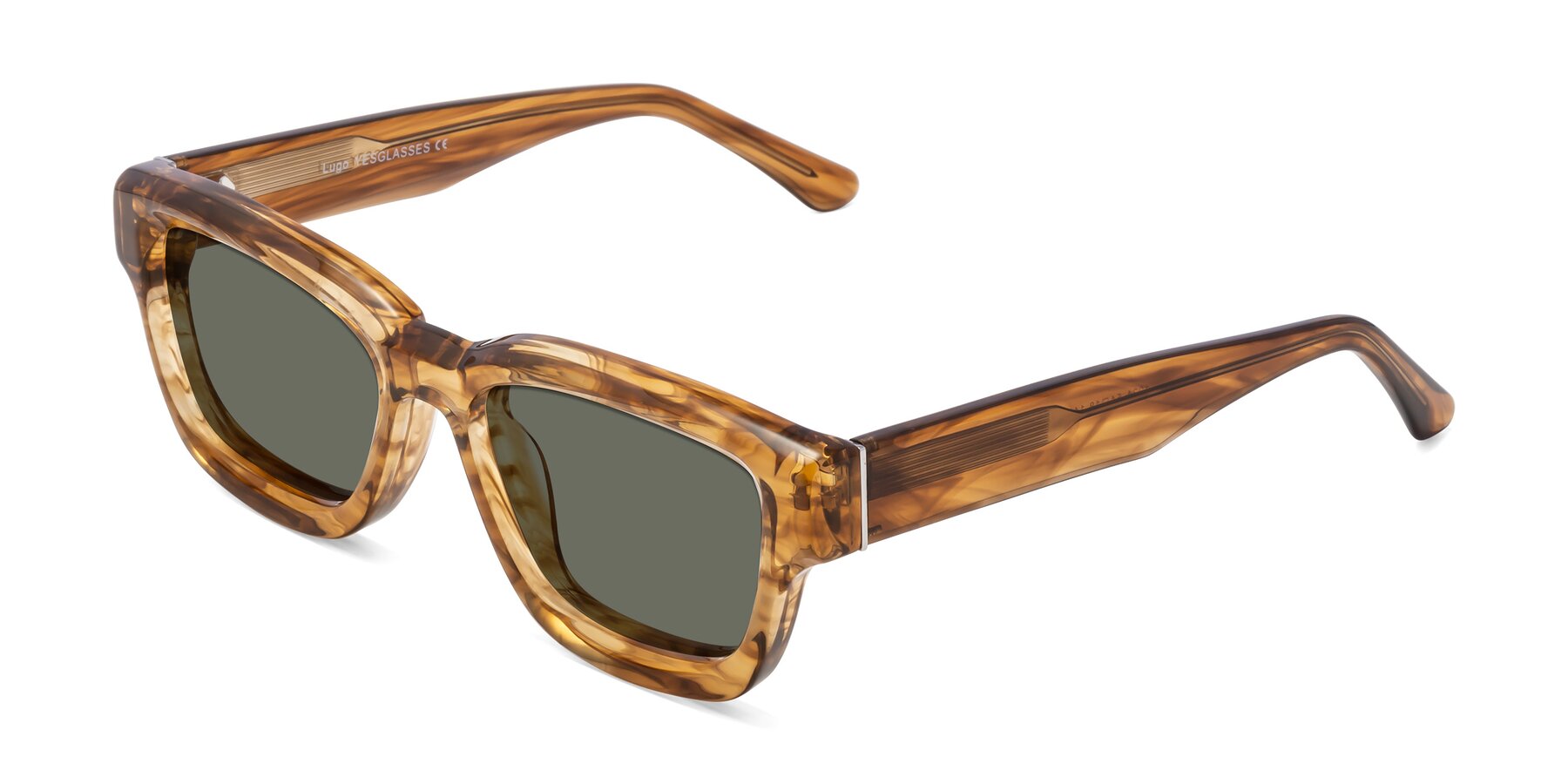 Angle of Lugo in Striped Amber with Gray Polarized Lenses