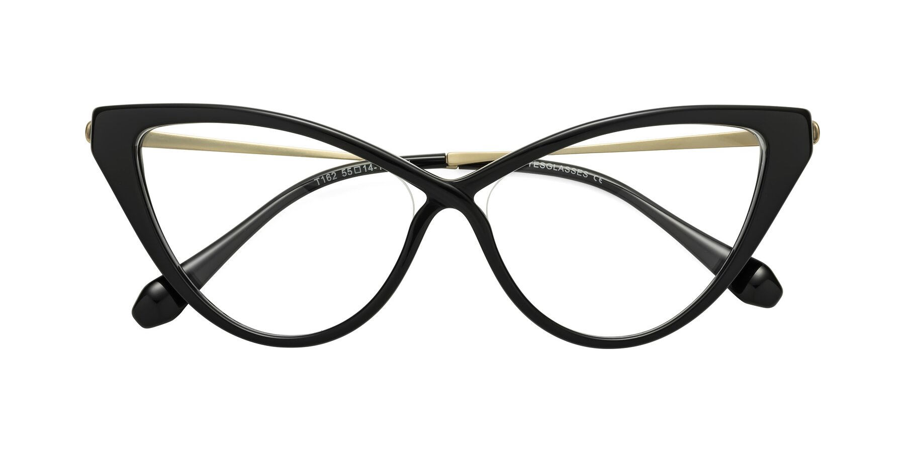 Folded Front of Lucasta in Black with Clear Eyeglass Lenses