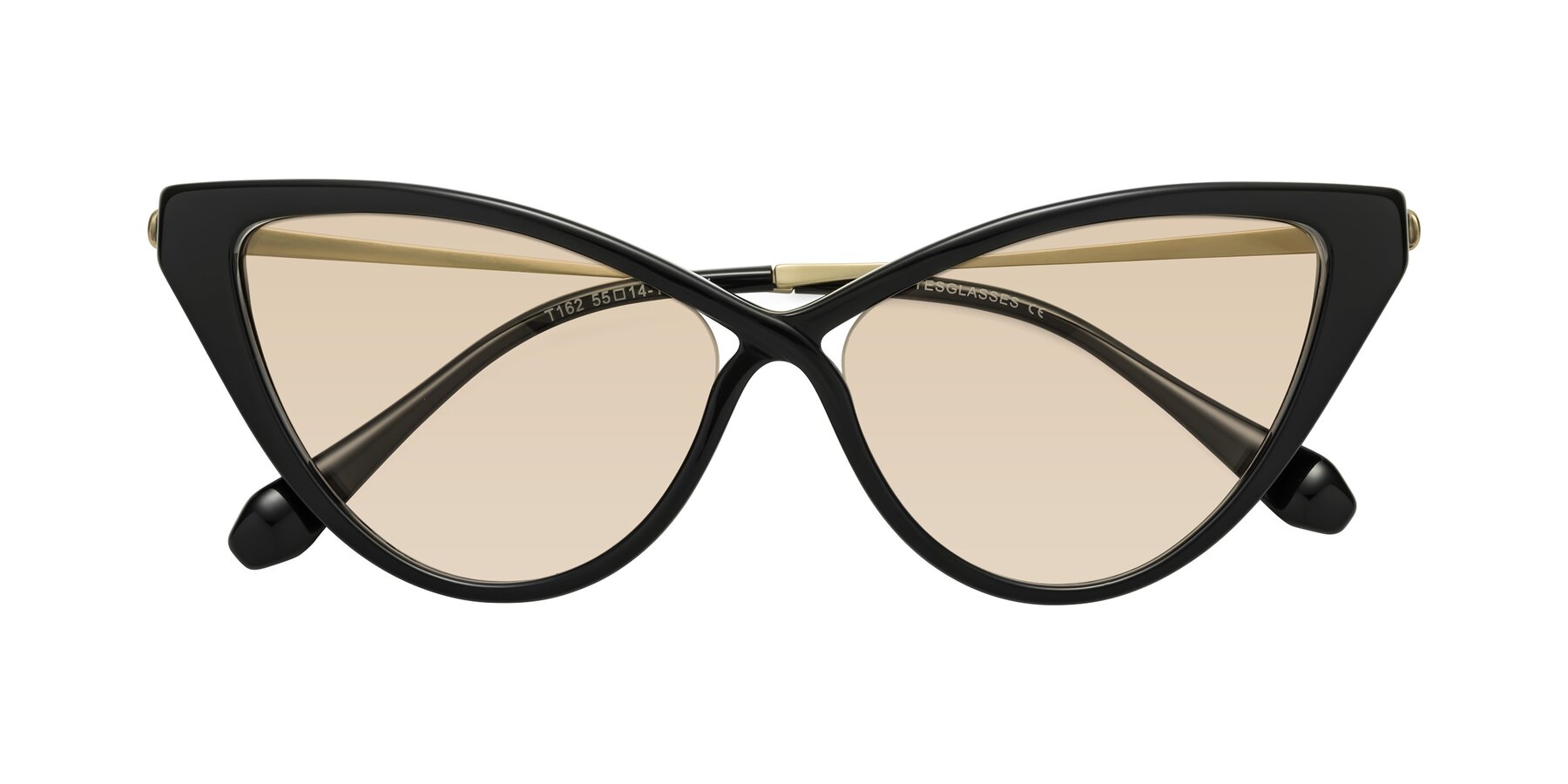 Folded Front of Lucasta in Black with Light Brown Tinted Lenses