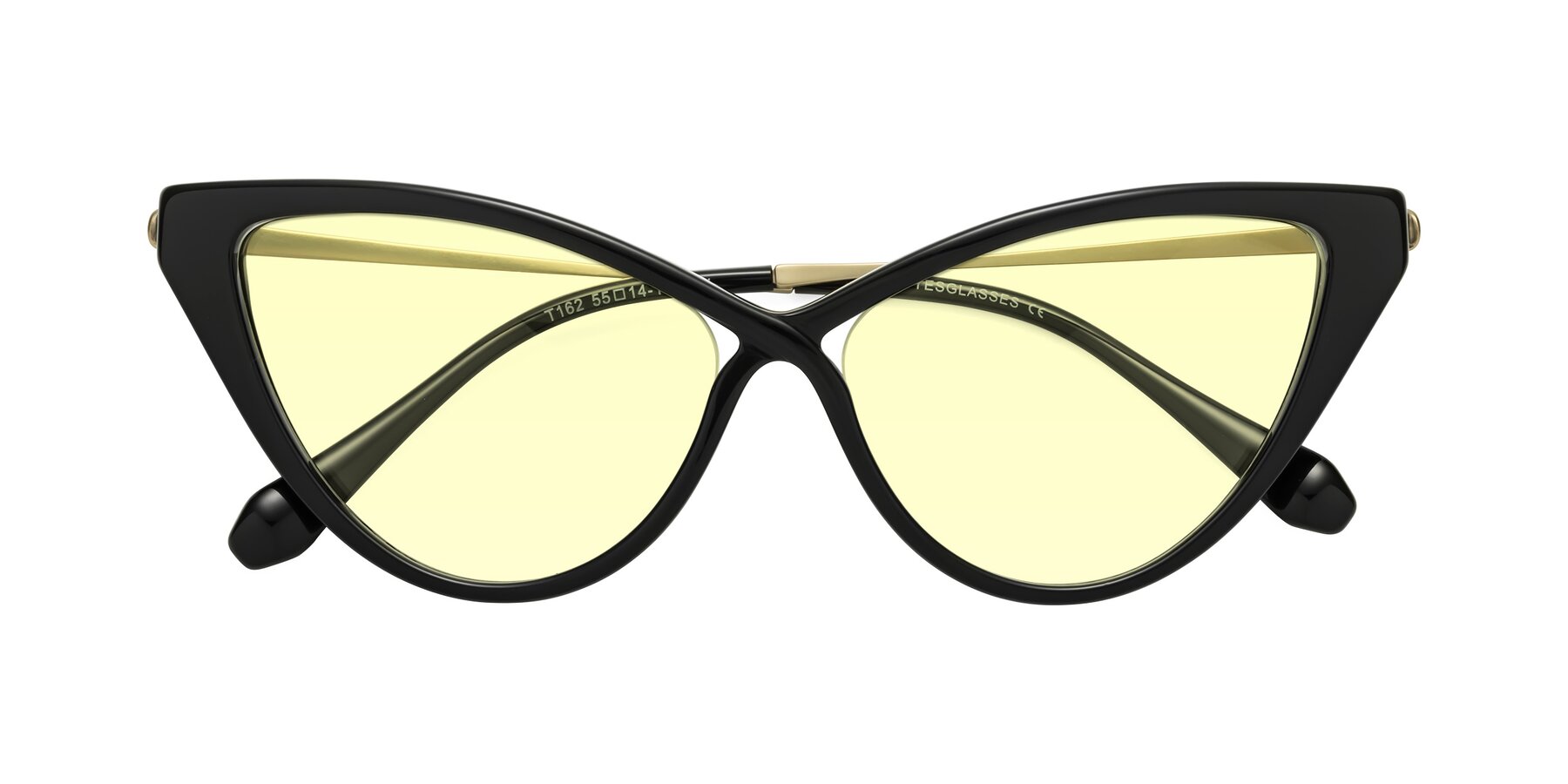 Folded Front of Lucasta in Black with Light Yellow Tinted Lenses