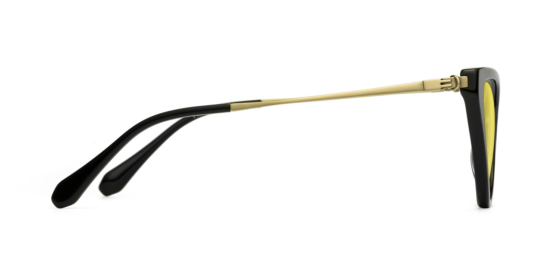 Side of Lucasta in Black with Medium Yellow Tinted Lenses