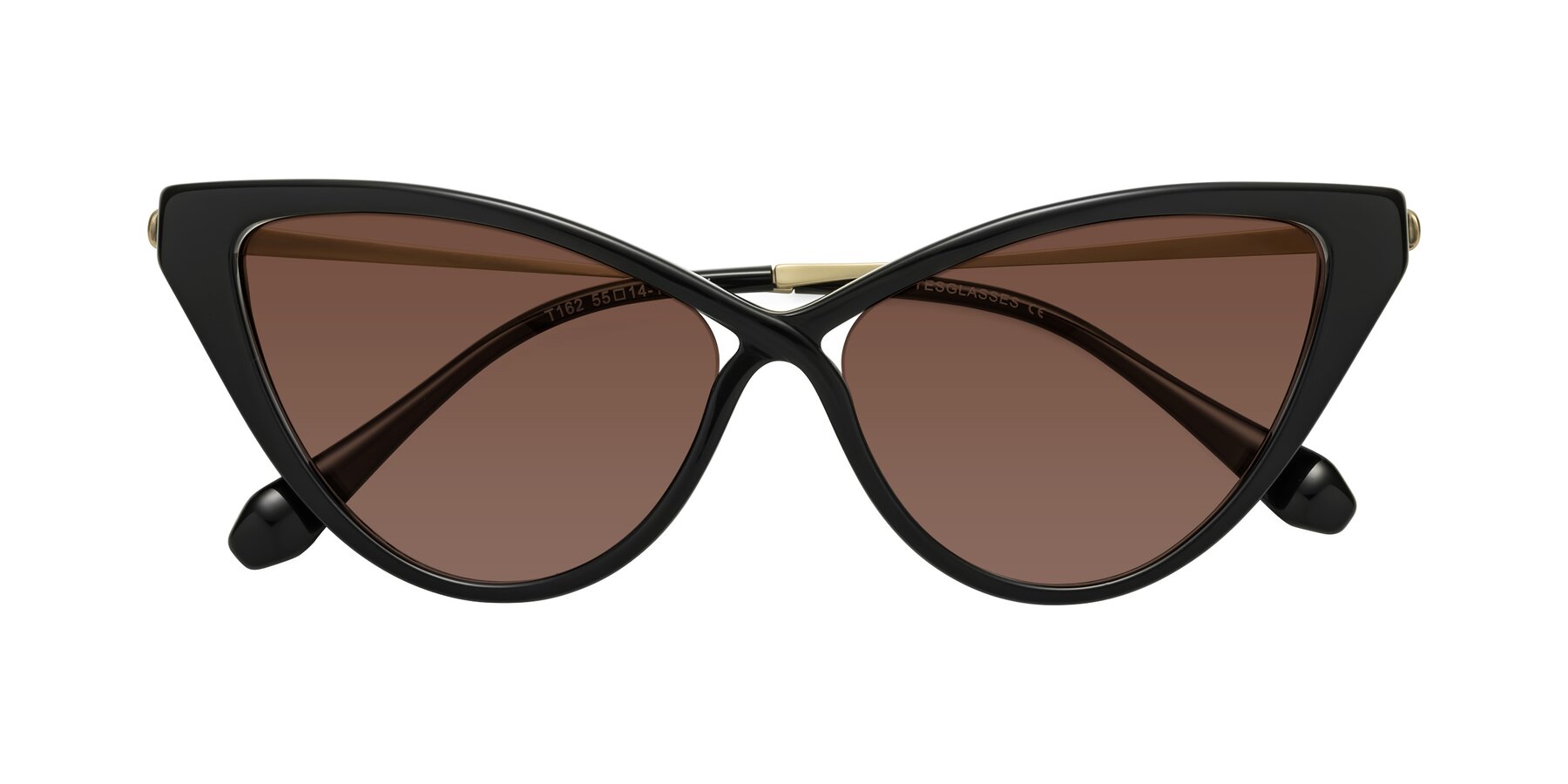 Folded Front of Lucasta in Black with Brown Tinted Lenses