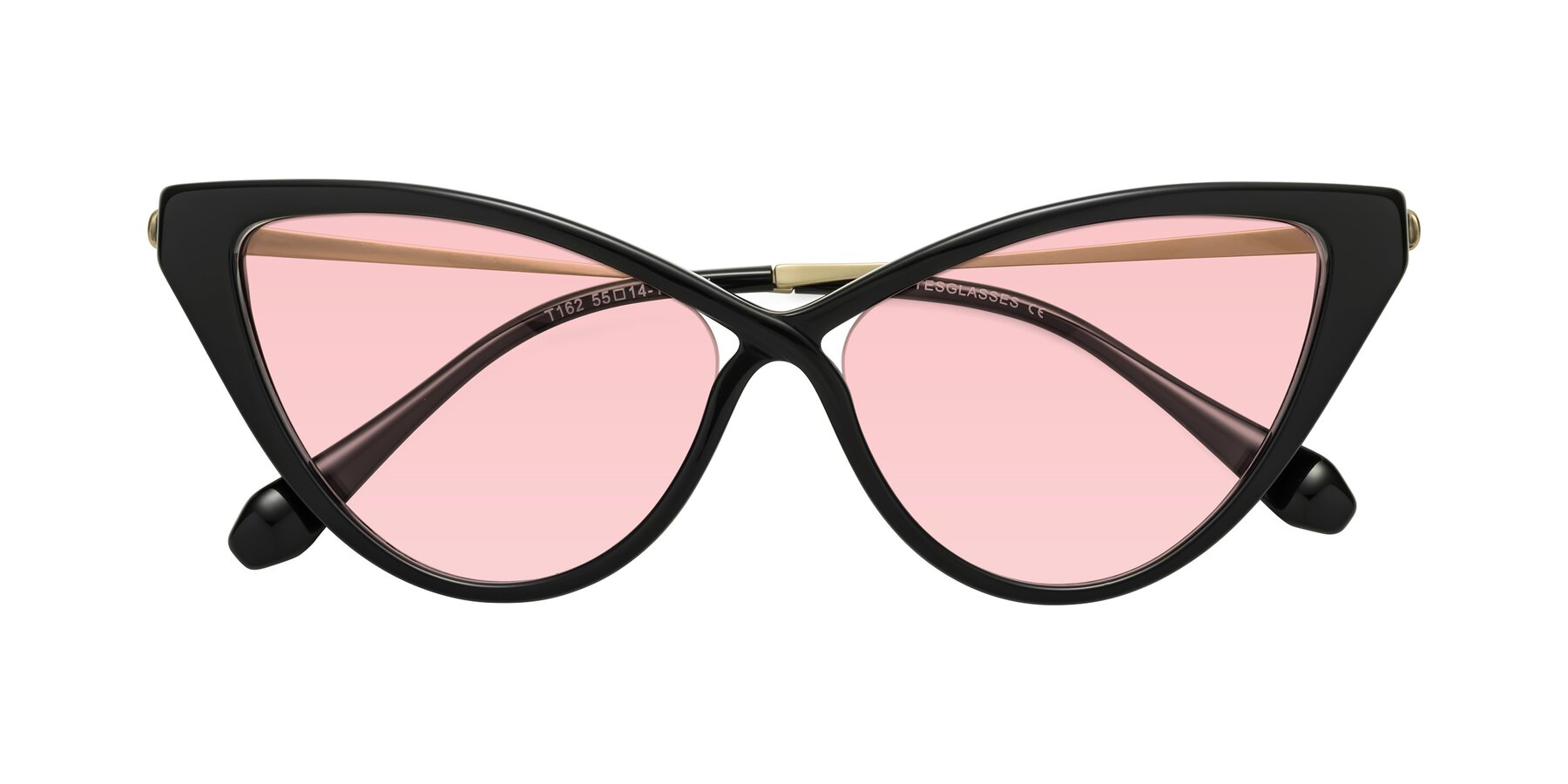 Folded Front of Lucasta in Black with Light Garnet Tinted Lenses