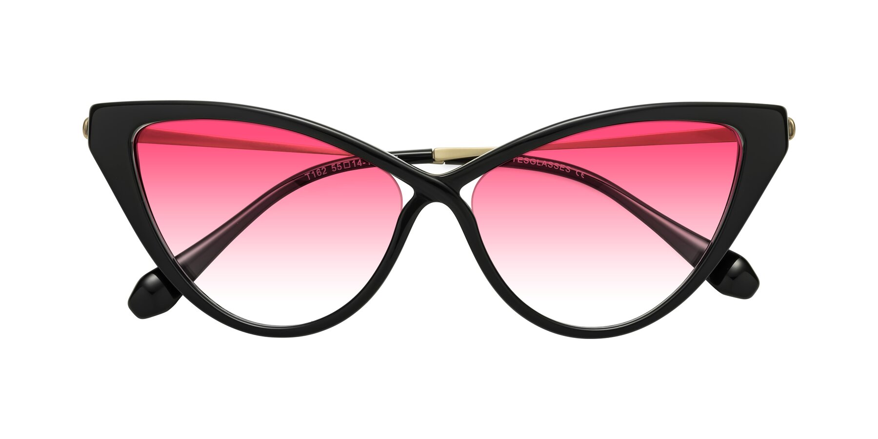 Folded Front of Lucasta in Black with Pink Gradient Lenses