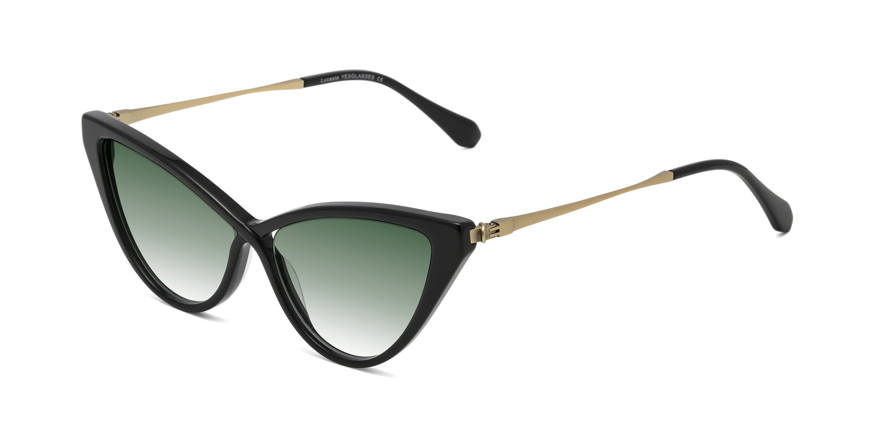 Angle of Lucasta in Black with Green Gradient Lenses