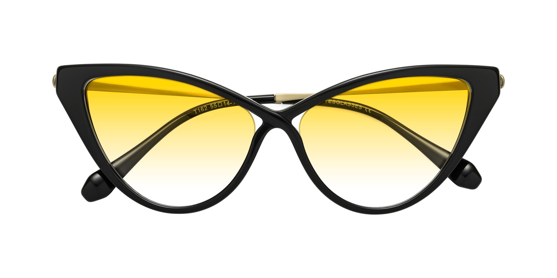 Folded Front of Lucasta in Black with Yellow Gradient Lenses