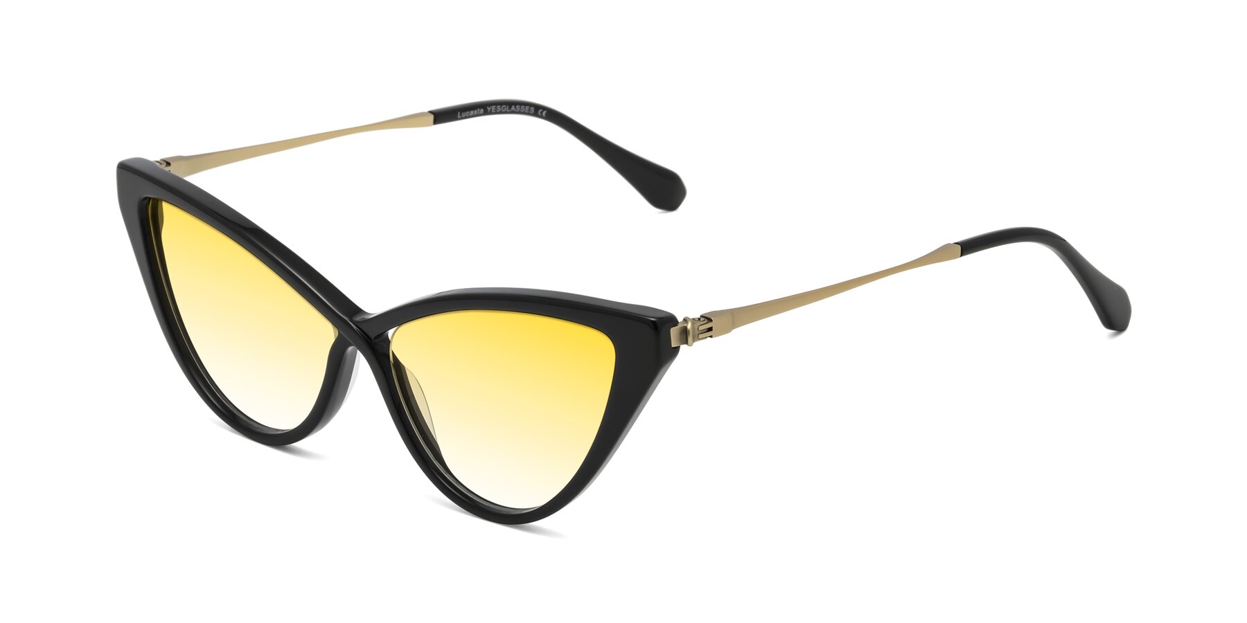 Angle of Lucasta in Black with Yellow Gradient Lenses