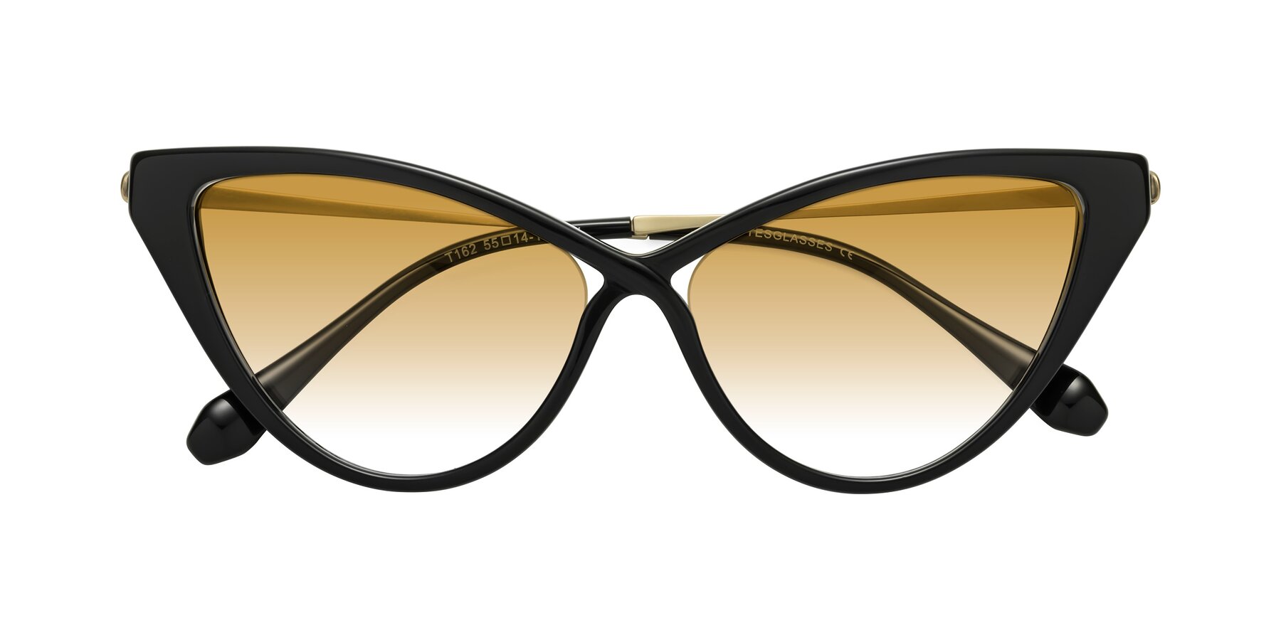 Folded Front of Lucasta in Black with Champagne Gradient Lenses