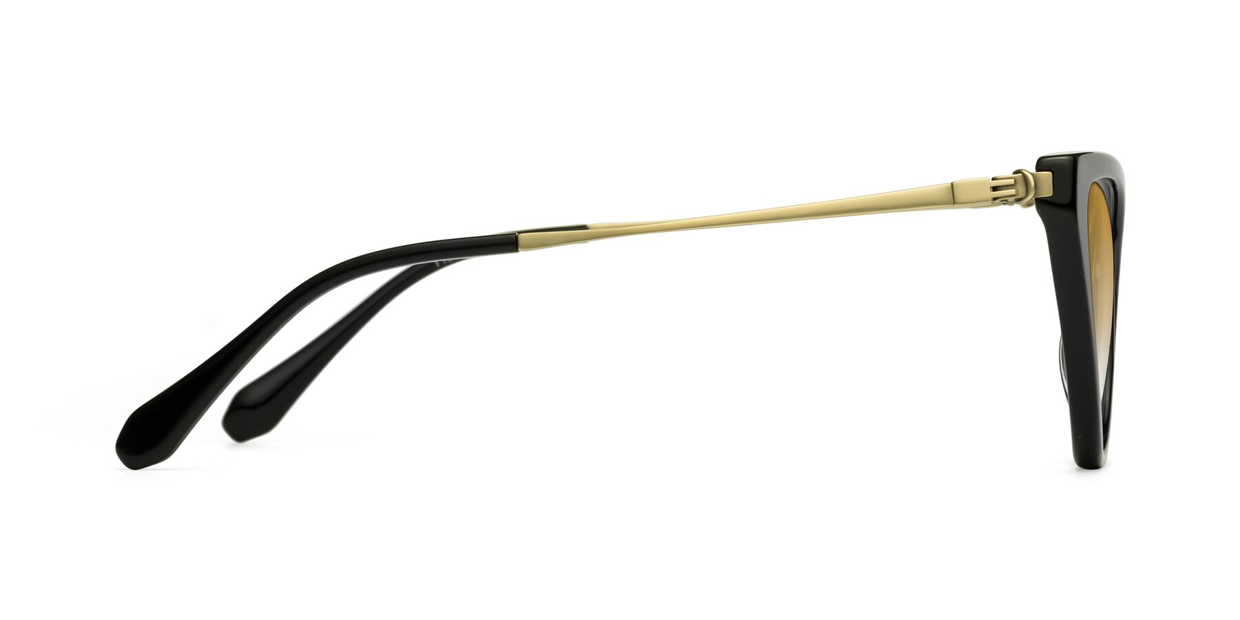 Side of Lucasta in Black with Champagne Gradient Lenses