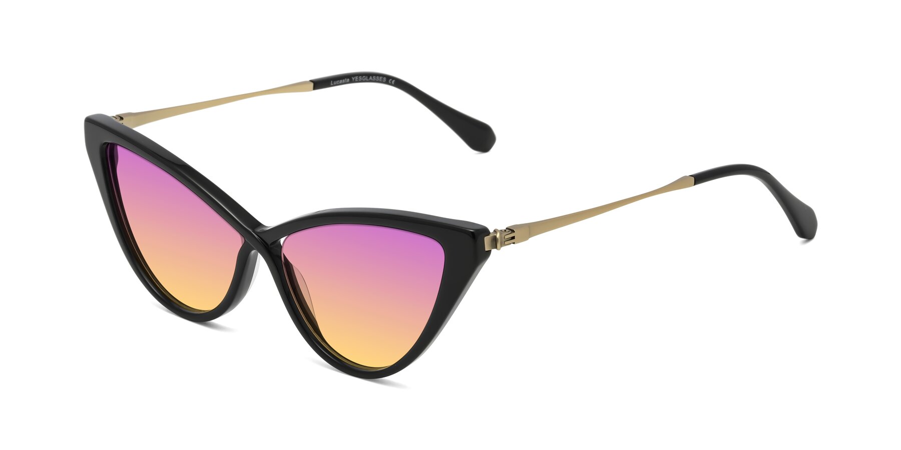 Angle of Lucasta in Black with Purple / Yellow Gradient Lenses