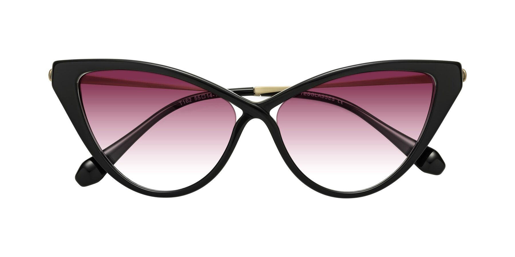 Folded Front of Lucasta in Black with Wine Gradient Lenses