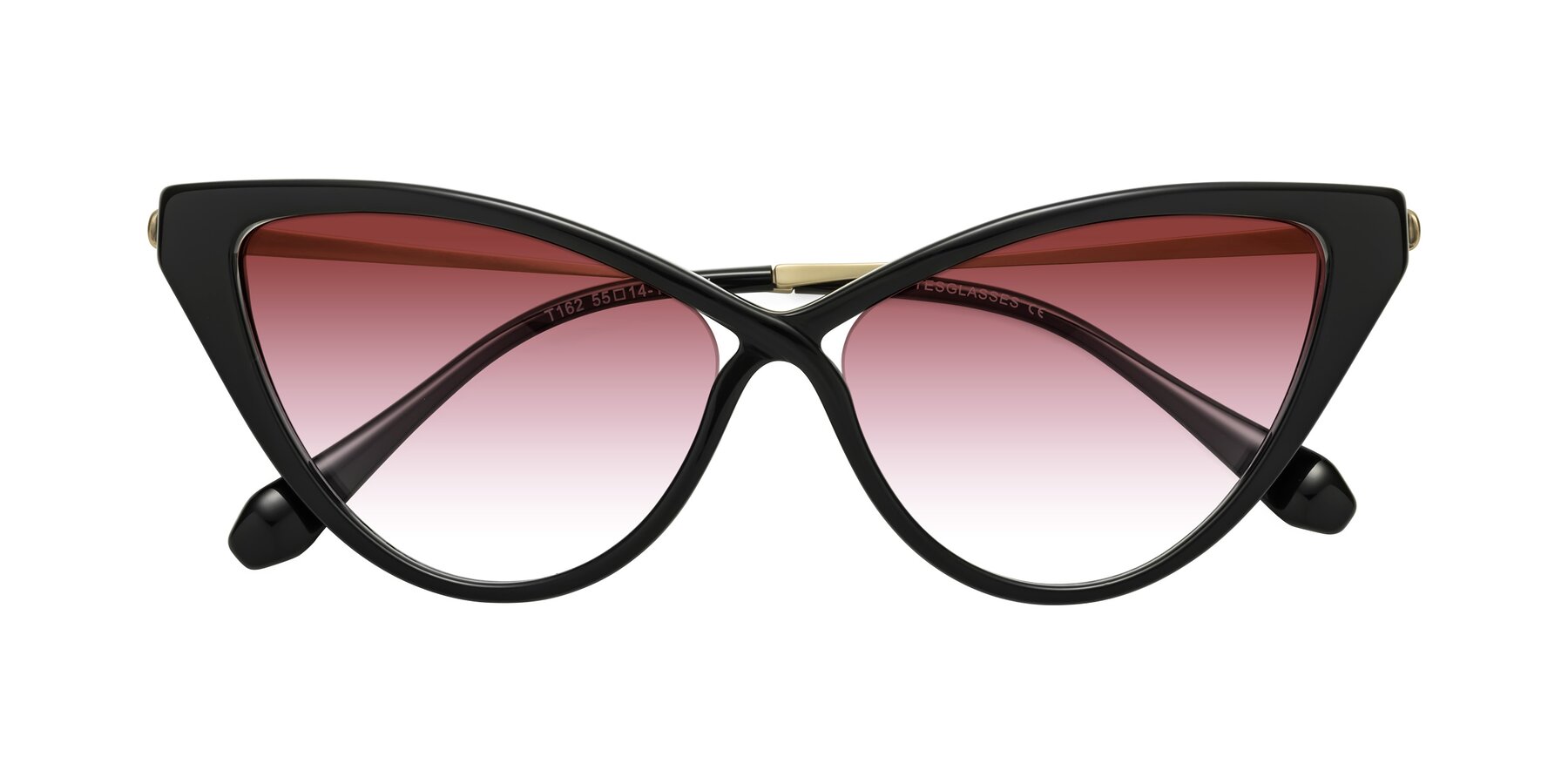 Folded Front of Lucasta in Black with Garnet Gradient Lenses