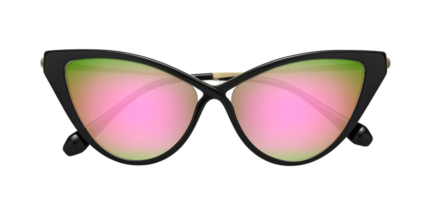 Lucasta - Black Flash Mirrored Sunglasses