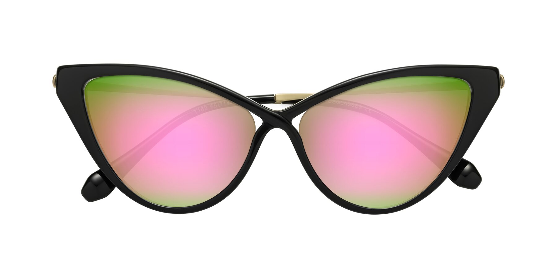 Folded Front of Lucasta in Black with Pink Mirrored Lenses