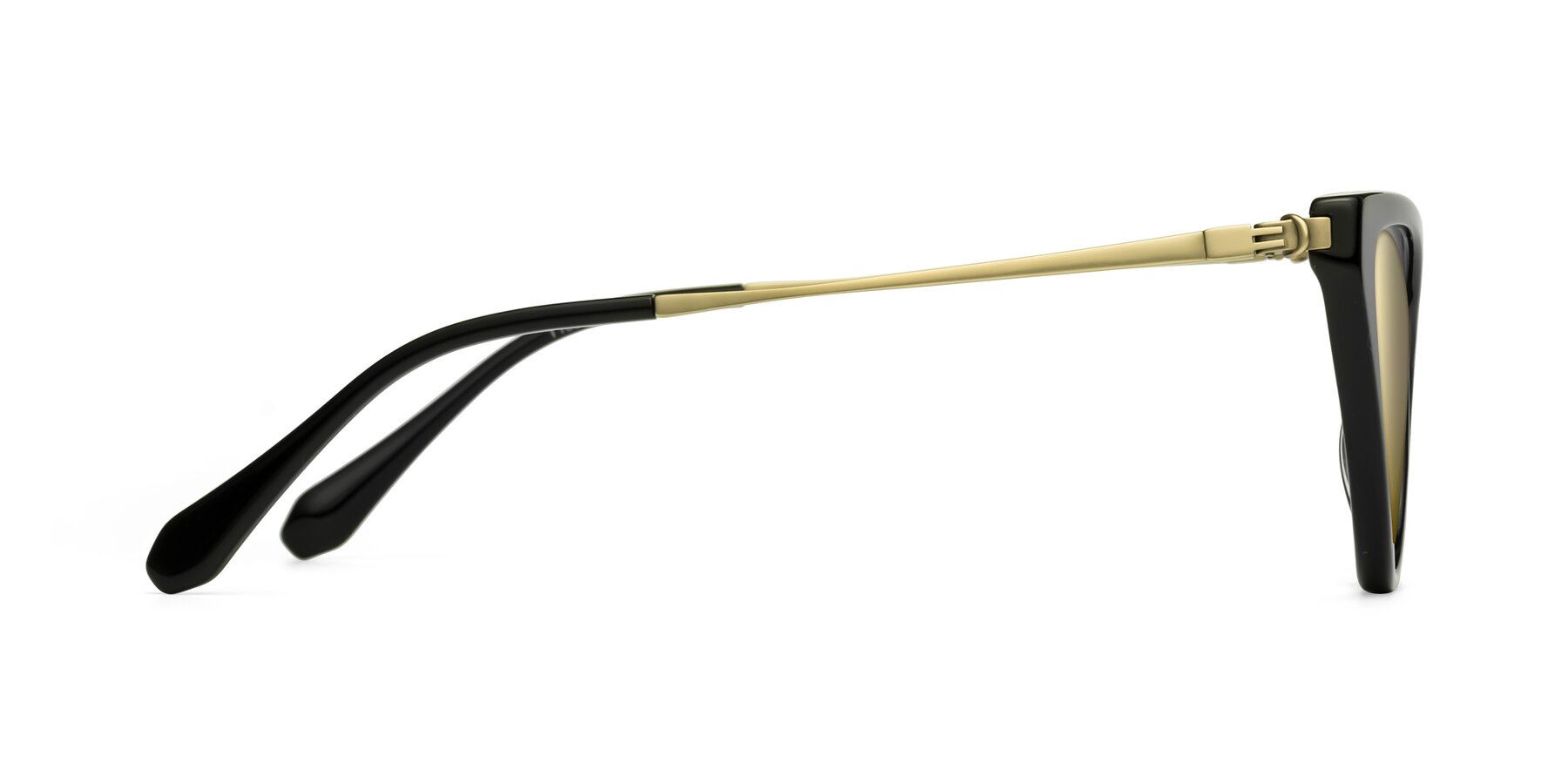 Side of Lucasta in Black with Gold Mirrored Lenses