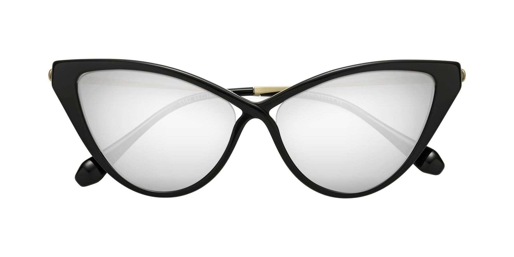 Folded Front of Lucasta in Black with Silver Mirrored Lenses