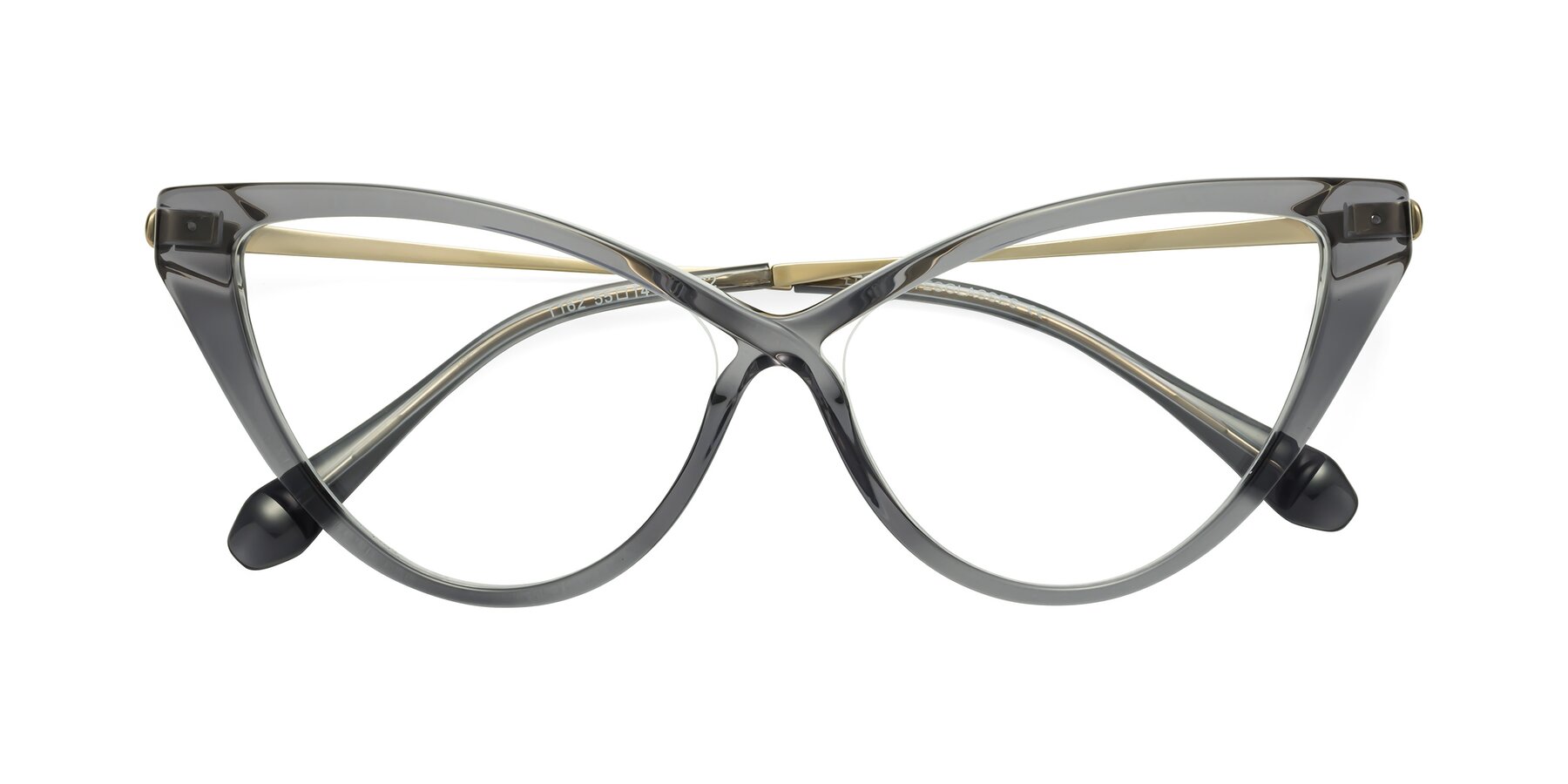 Folded Front of Lucasta in Transparent Gray with Clear Blue Light Blocking Lenses