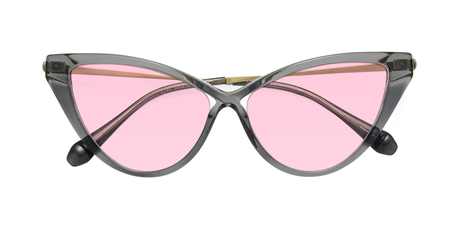 Folded Front of Lucasta in Transparent Gray with Light Pink Tinted Lenses