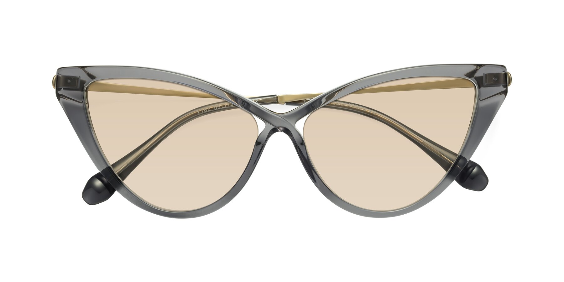 Folded Front of Lucasta in Transparent Gray with Light Brown Tinted Lenses