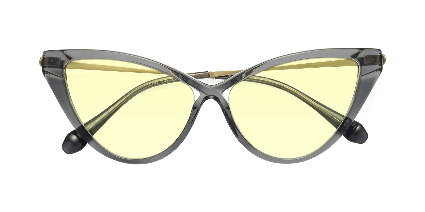 Folded Front of Lucasta in Transparent Gray with Light Yellow Tinted Lenses