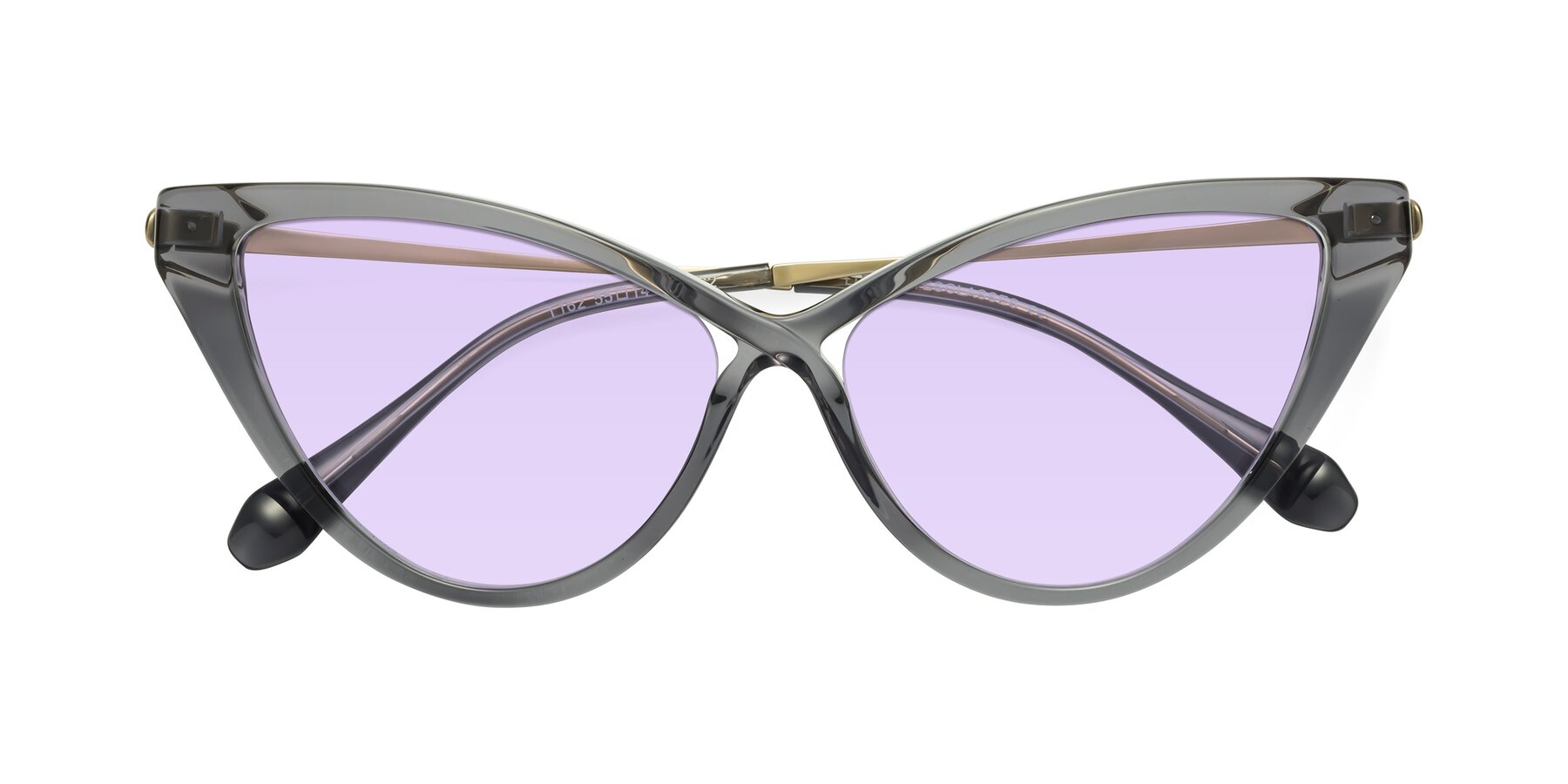 Folded Front of Lucasta in Transparent Gray with Light Purple Tinted Lenses