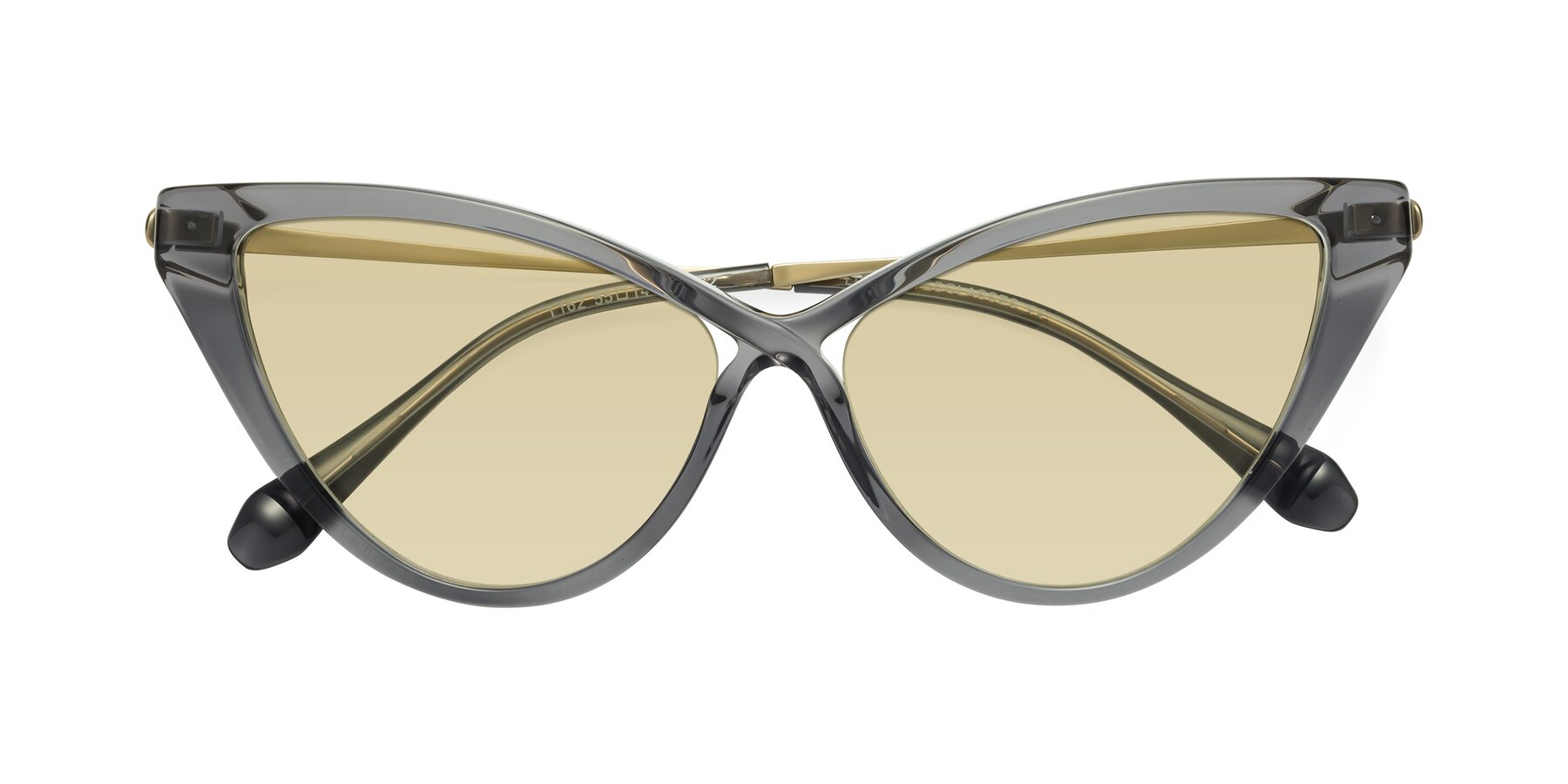 Folded Front of Lucasta in Transparent Gray with Light Champagne Tinted Lenses