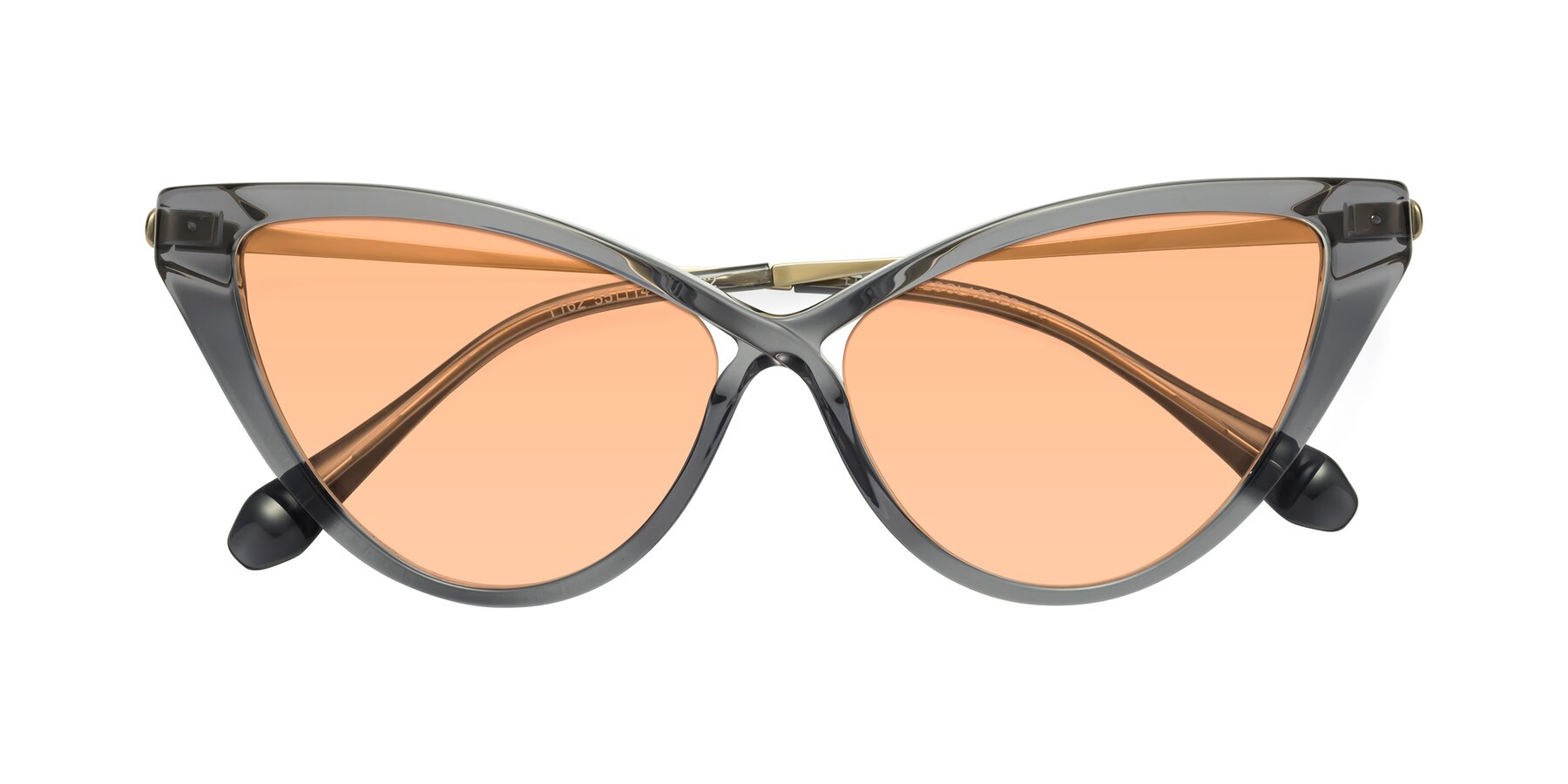 Folded Front of Lucasta in Transparent Gray with Light Orange Tinted Lenses