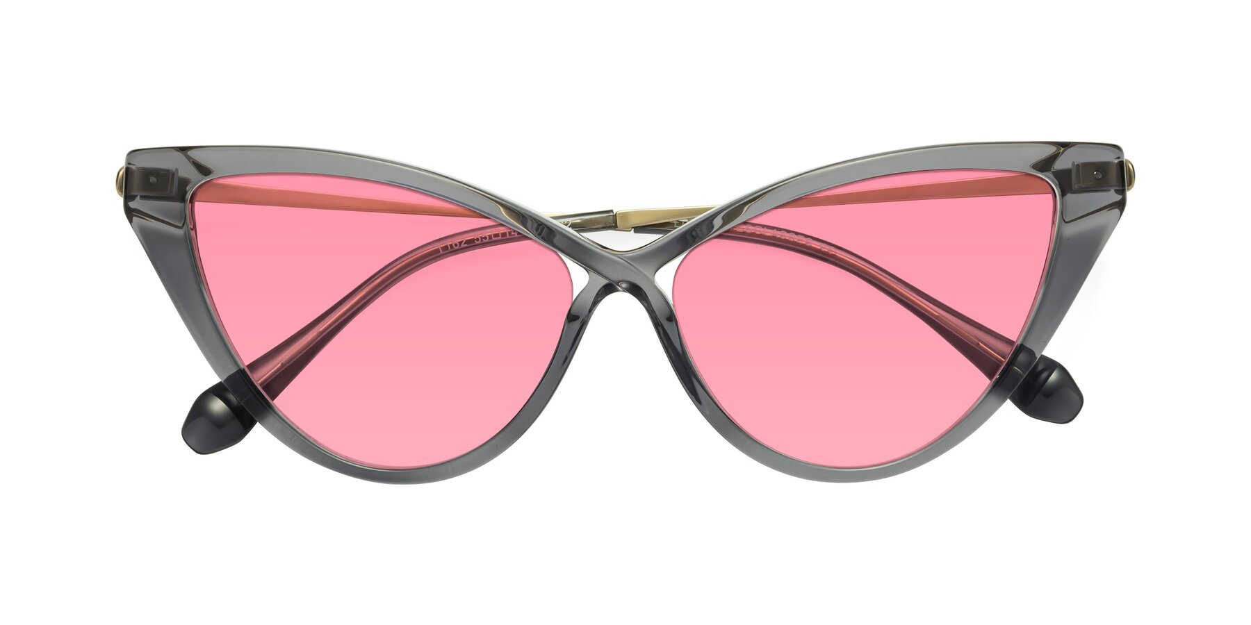 Folded Front of Lucasta in Transparent Gray with Pink Tinted Lenses