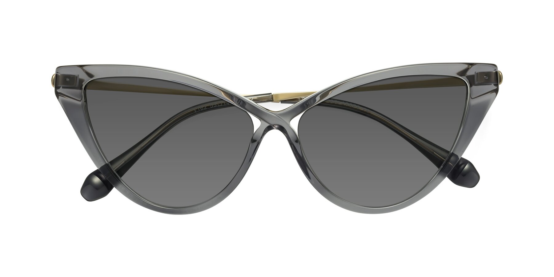 Folded Front of Lucasta in Transparent Gray with Medium Gray Tinted Lenses