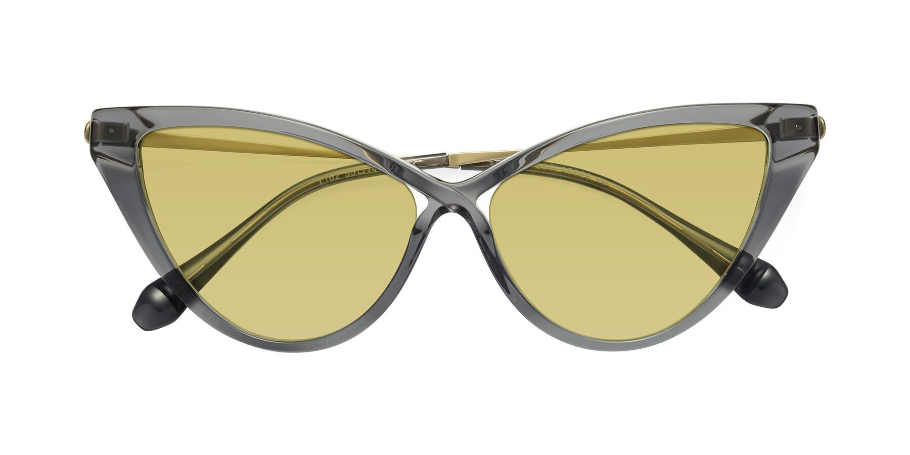 Folded Front of Lucasta in Transparent Gray with Medium Champagne Tinted Lenses