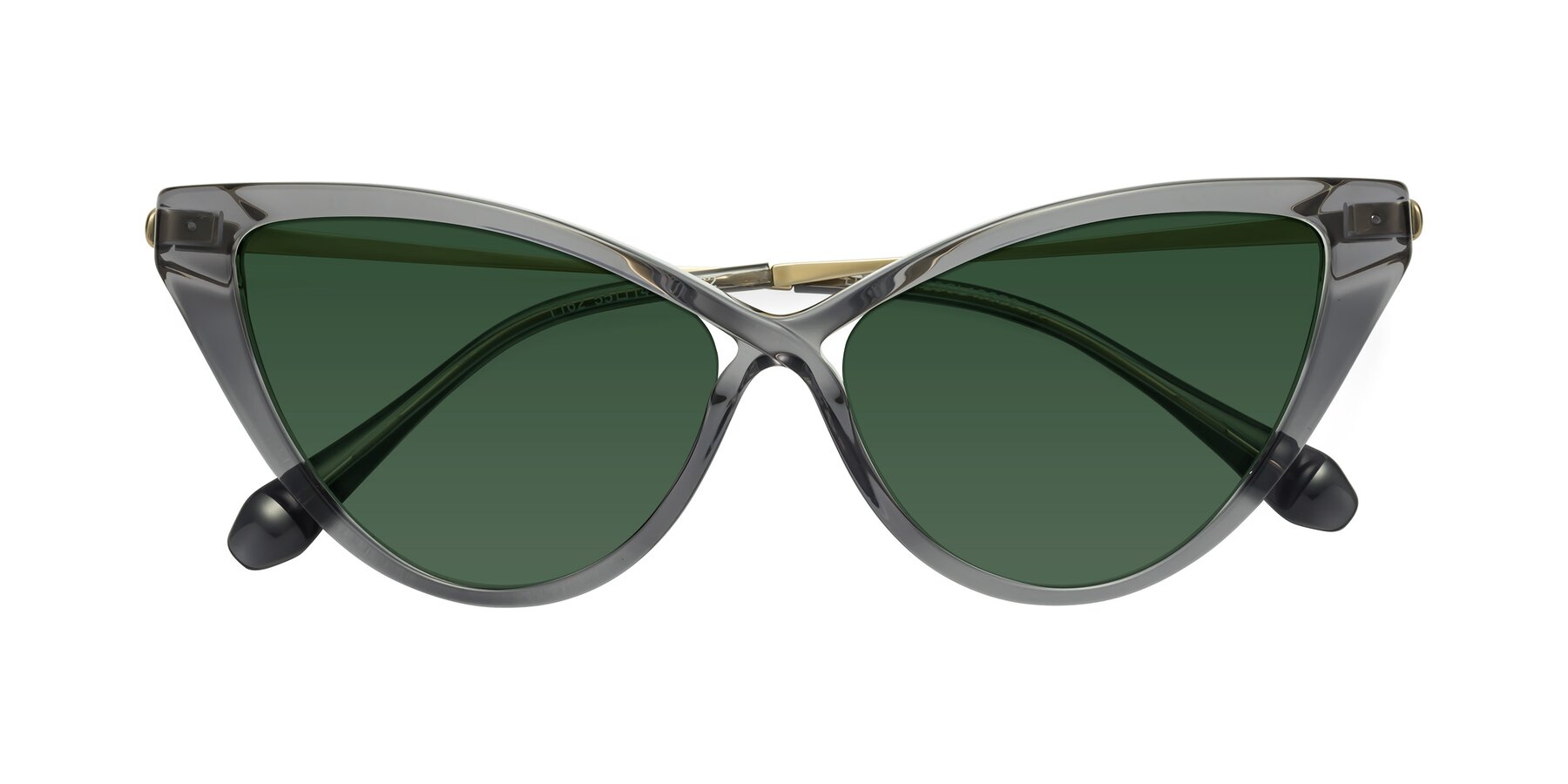 Folded Front of Lucasta in Transparent Gray with Green Tinted Lenses