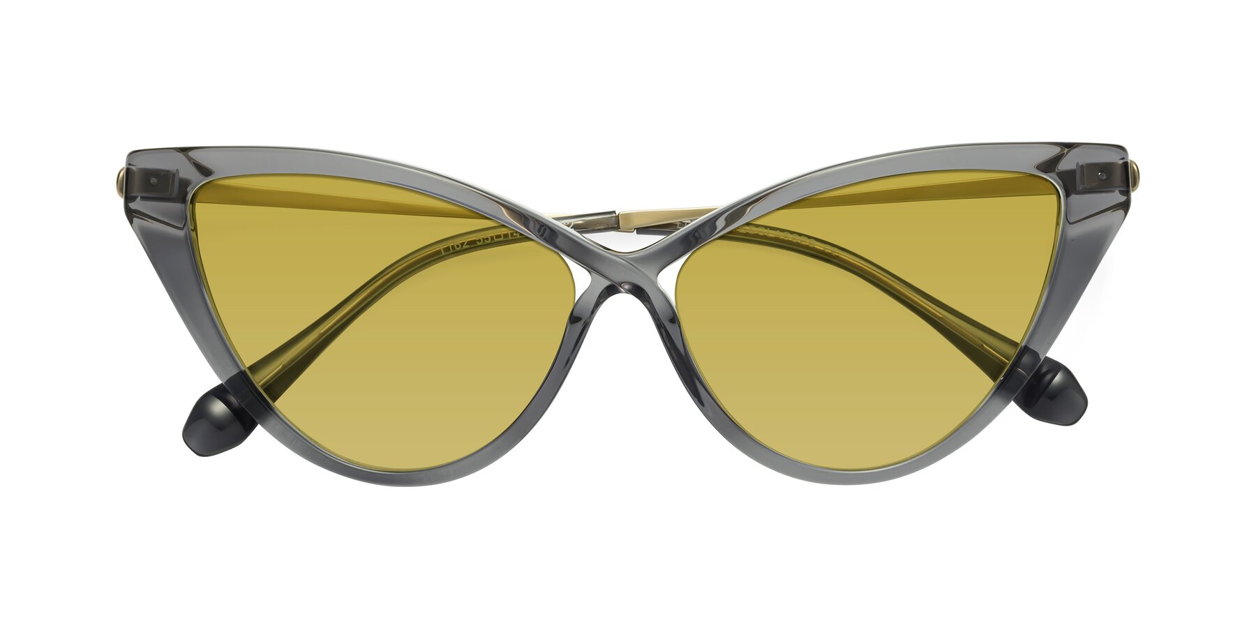 Folded Front of Lucasta in Transparent Gray with Champagne Tinted Lenses