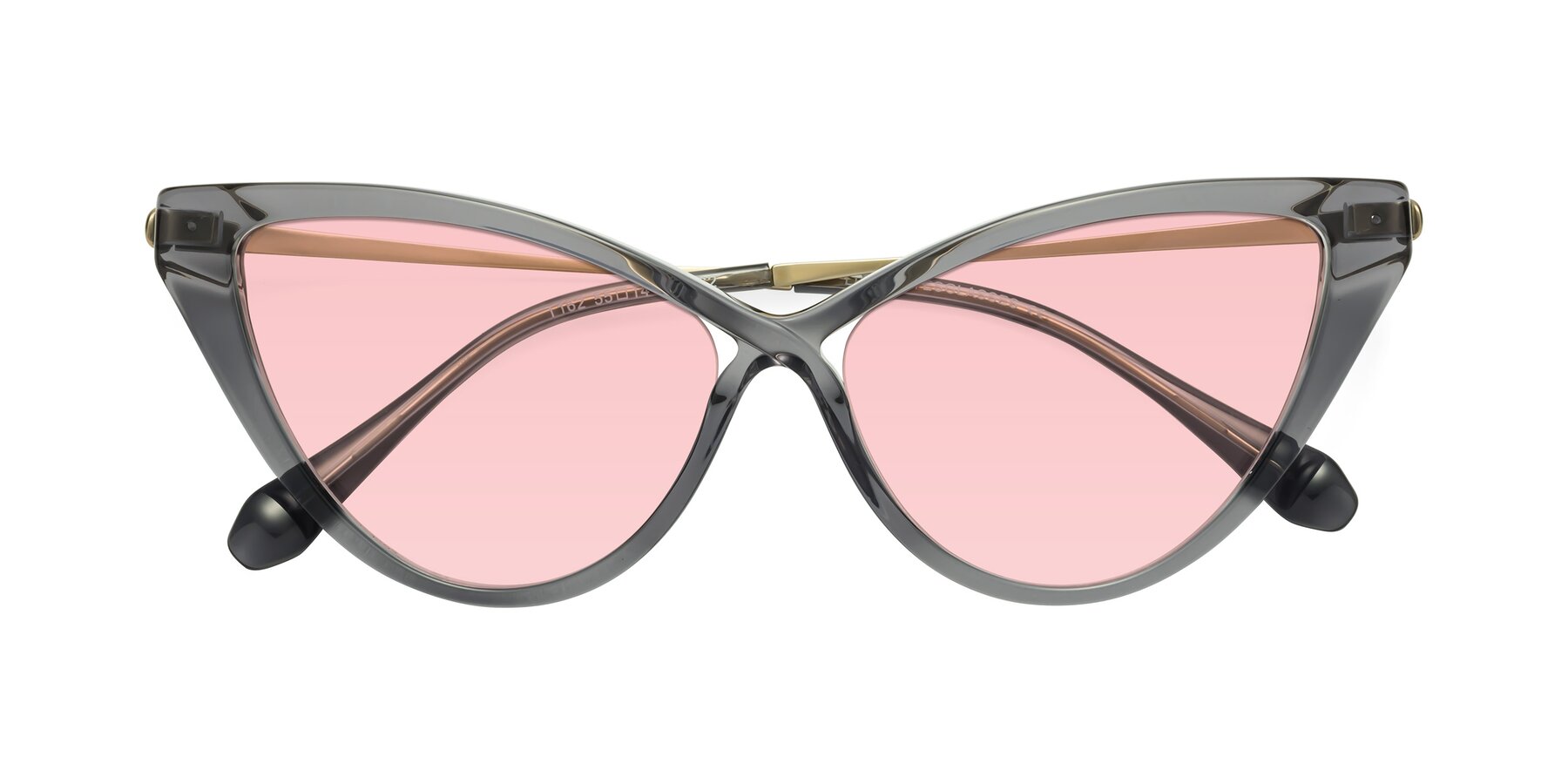 Folded Front of Lucasta in Transparent Gray with Light Garnet Tinted Lenses