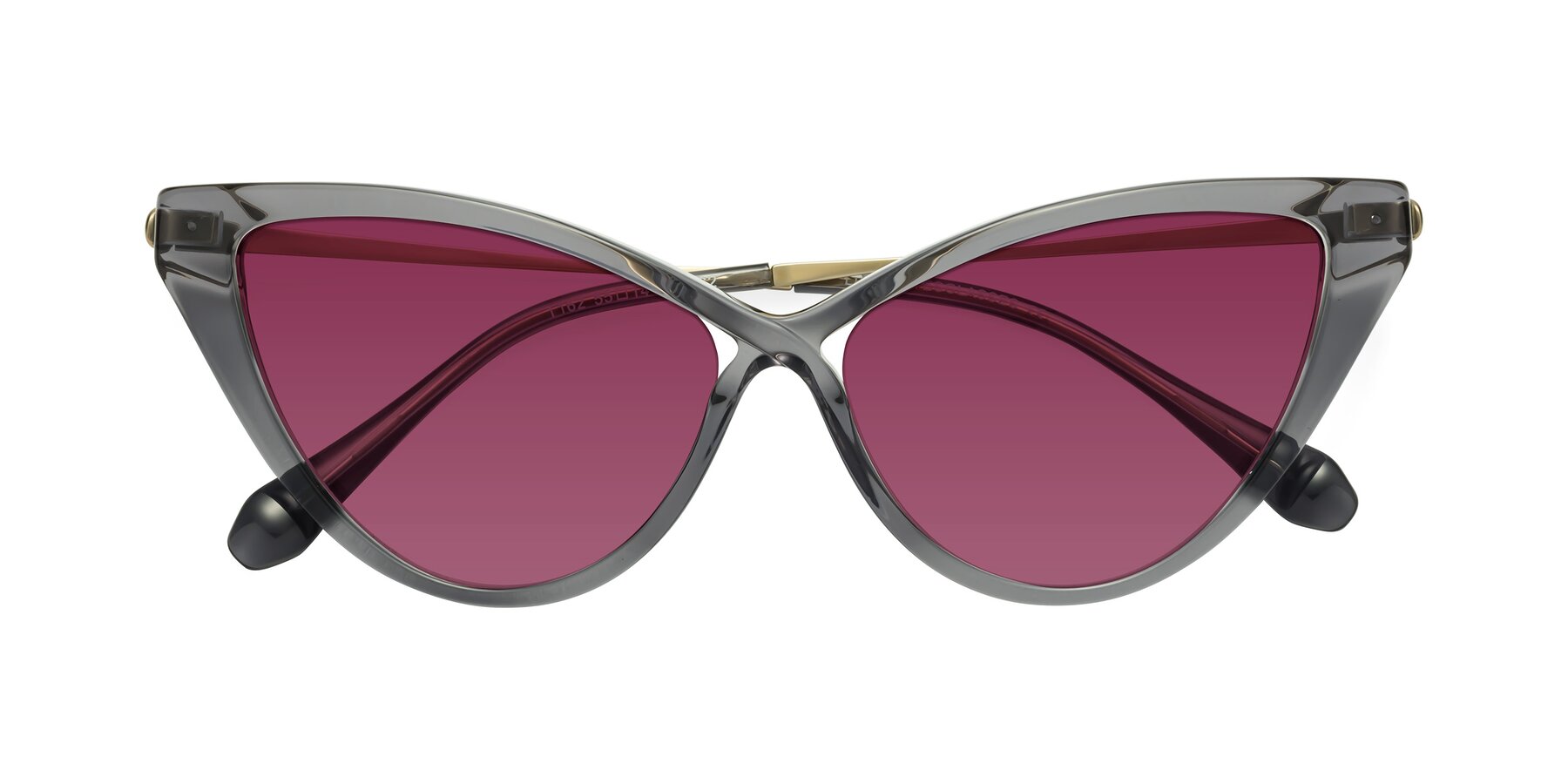 Folded Front of Lucasta in Transparent Gray with Wine Tinted Lenses