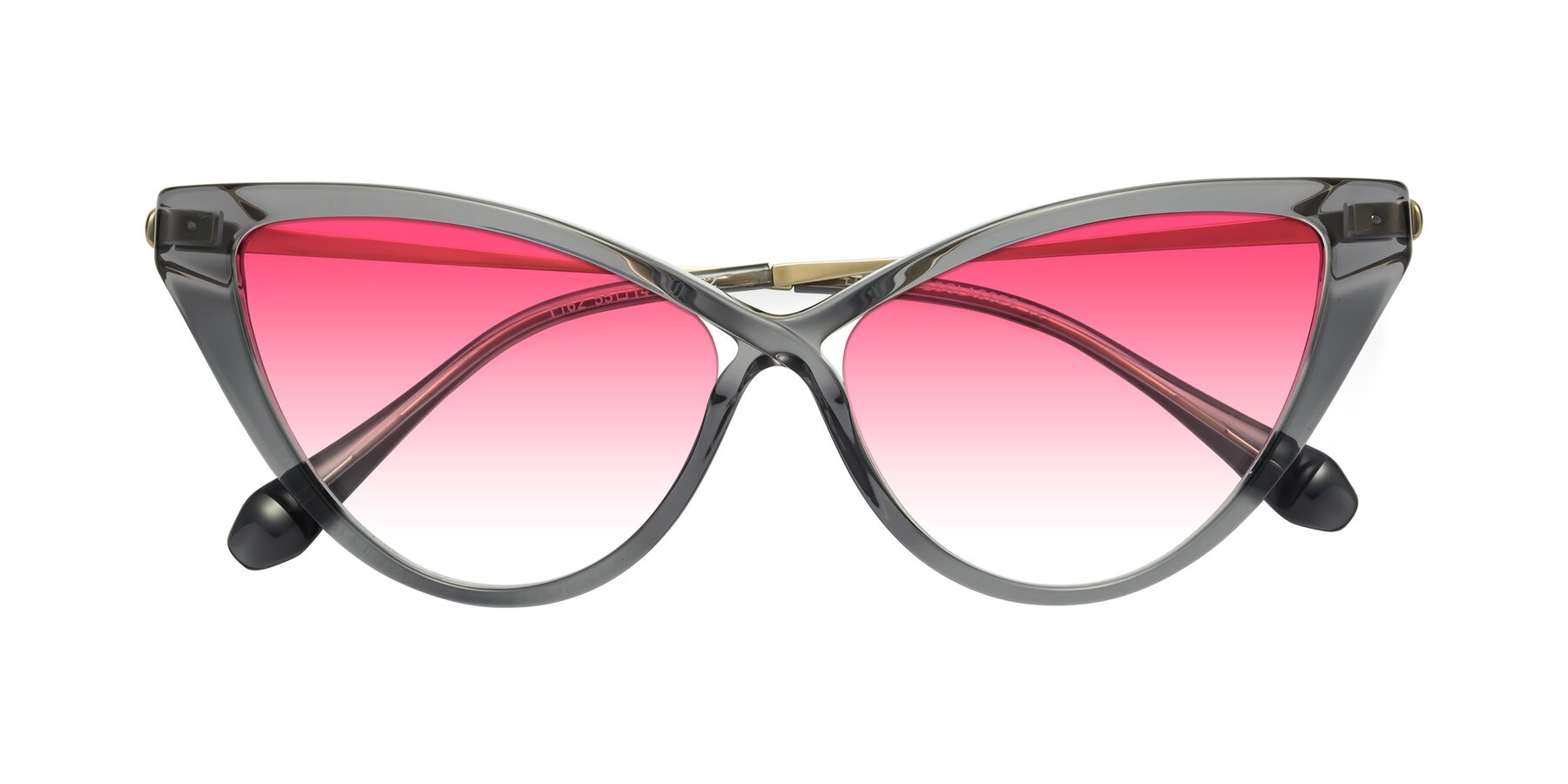 Folded Front of Lucasta in Transparent Gray with Pink Gradient Lenses