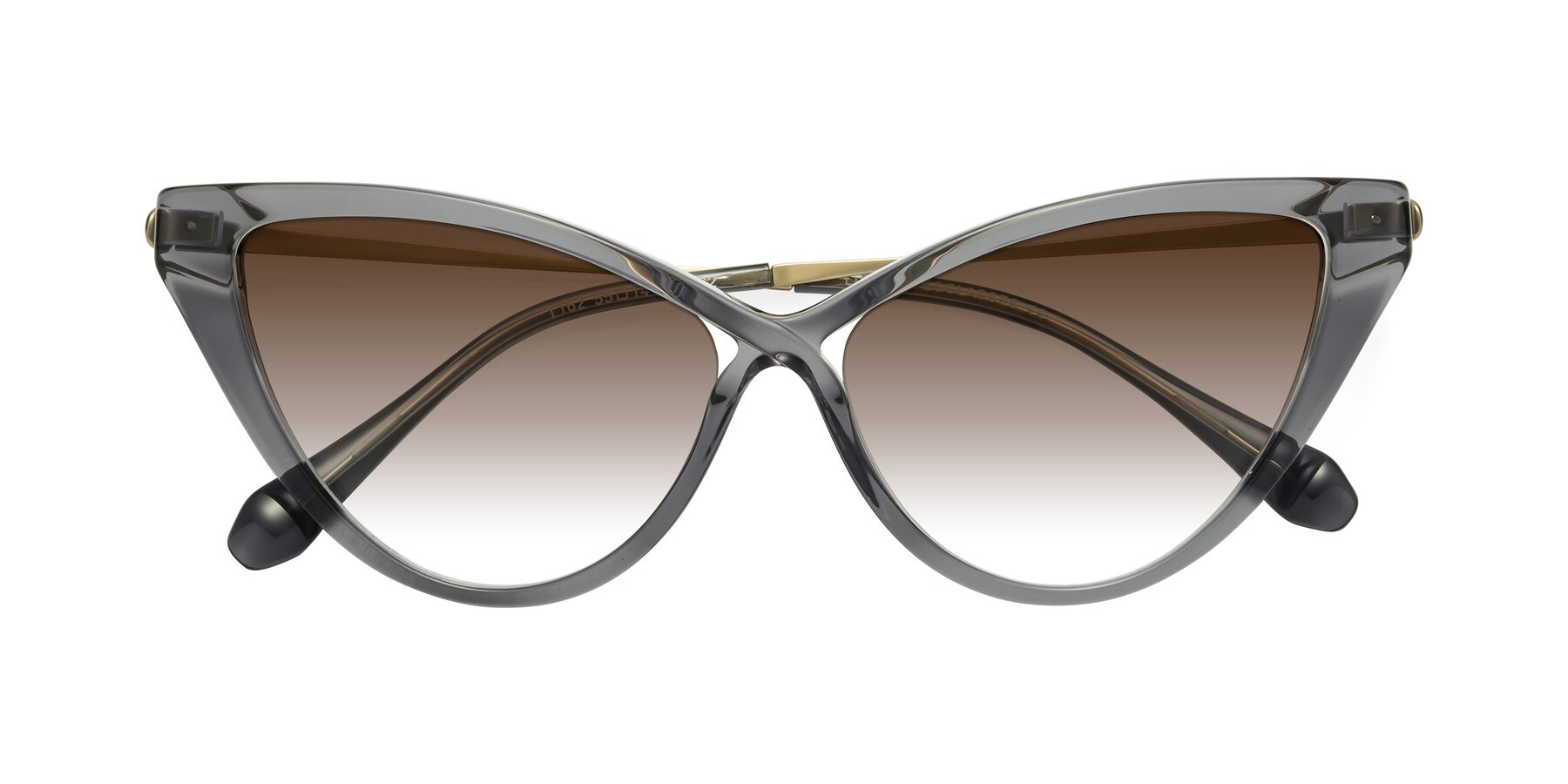 Folded Front of Lucasta in Transparent Gray with Brown Gradient Lenses