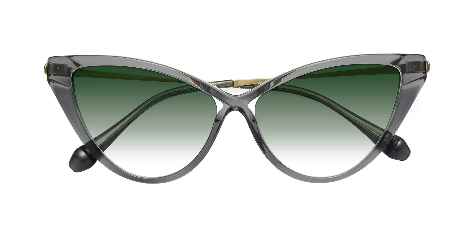 Folded Front of Lucasta in Transparent Gray with Green Gradient Lenses