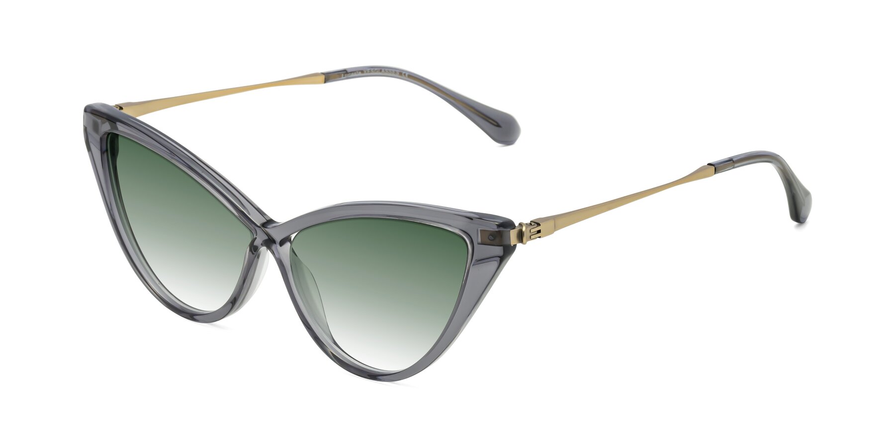 Angle of Lucasta in Transparent Gray with Green Gradient Lenses