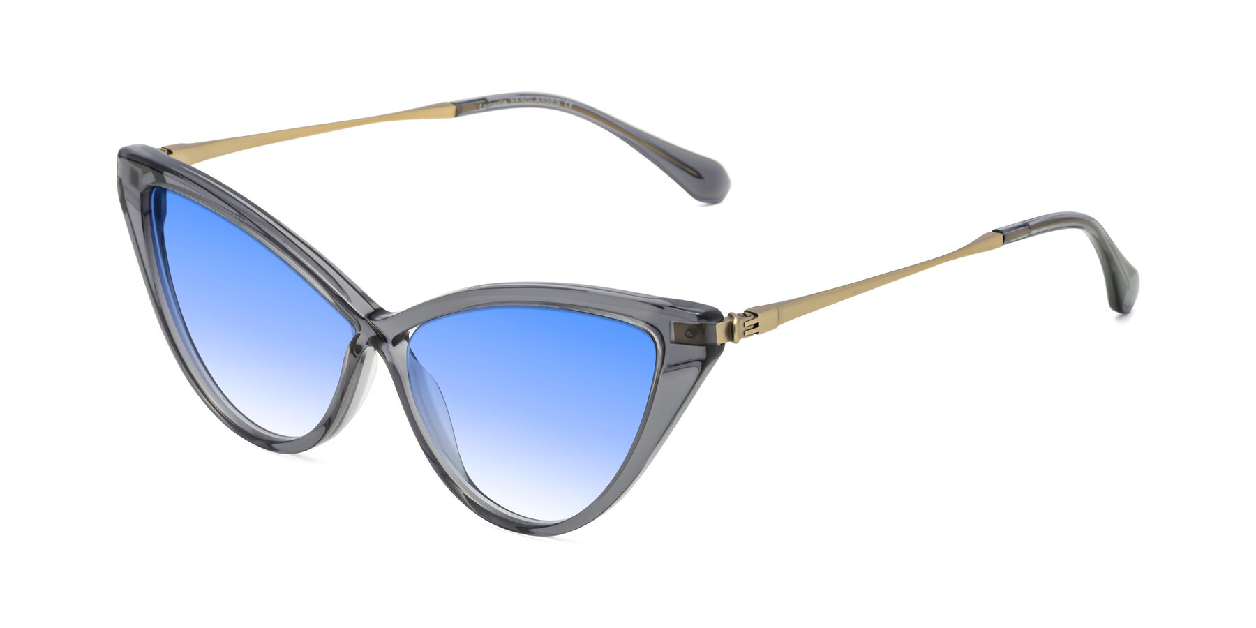 Angle of Lucasta in Transparent Gray with Blue Gradient Lenses