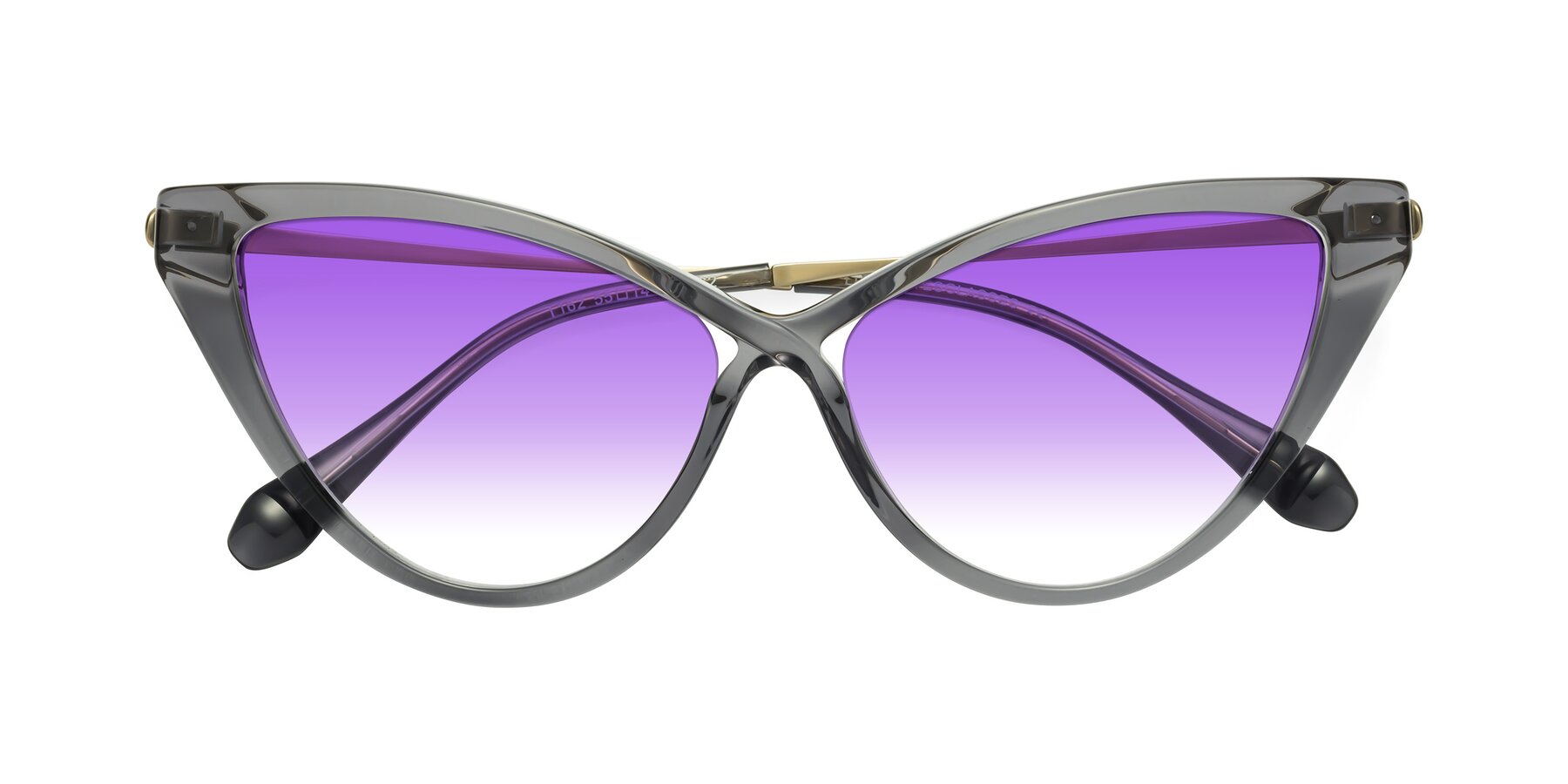 Folded Front of Lucasta in Transparent Gray with Purple Gradient Lenses